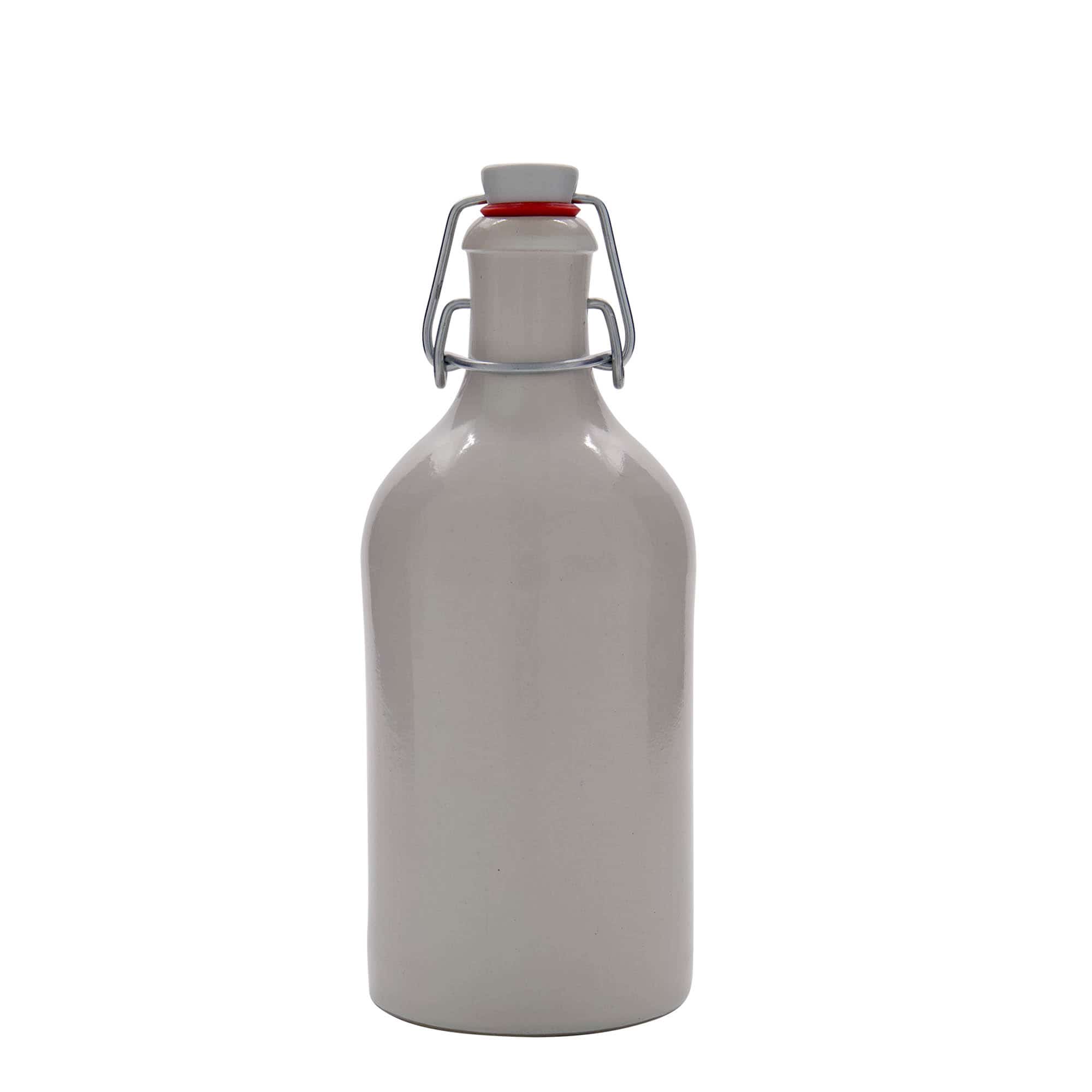 500 ml бутилка, каменна керамика, бяла, затваряне: тапа с клипс