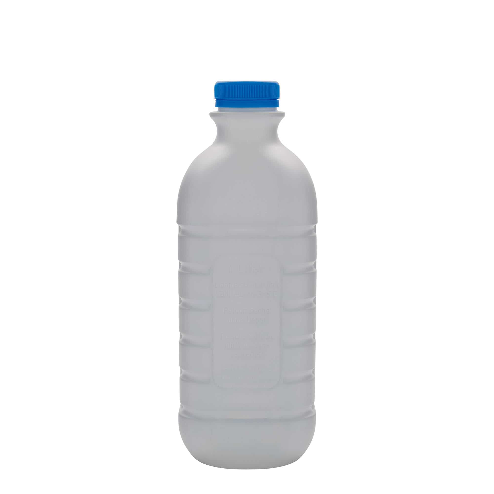 1000 ml бутилка за мляко, правоъгълна, HDPE пластмаса, бяла, затваряне: PEHD40