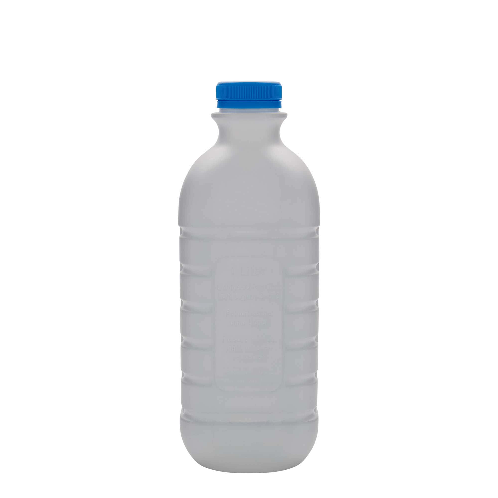 1.000 мл бутилка за мляко, правоъгълна, HDPE пластмаса, бяла, отвор: PEHD40