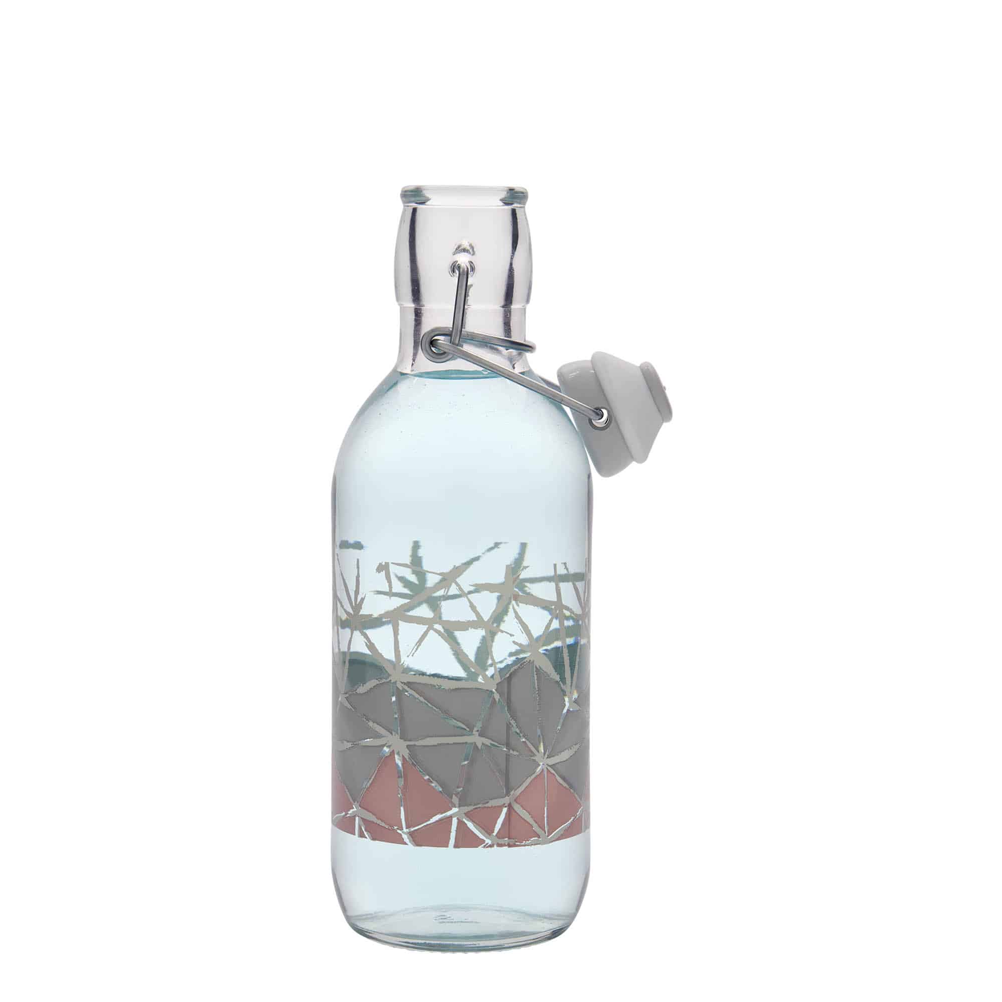 500 ml стъклена бутилка „Emilia“, мотив: Manolibera rosa, затваряне: тапа с клипс 500 ml стъклена бутилка „Emilia“, мотив: Manolibera rosa, затваряне: тапа с клипс