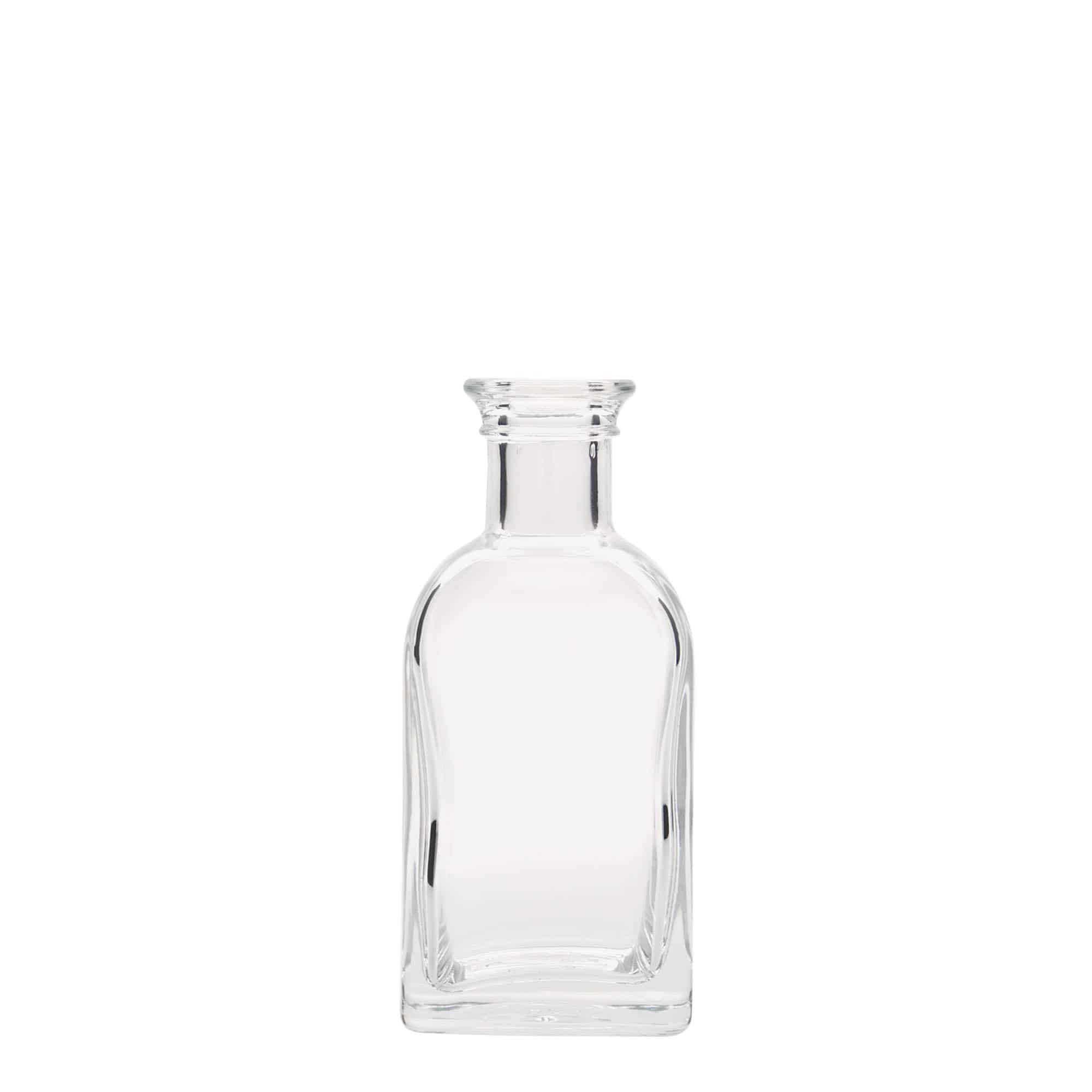 100 ml стъклена аптекарска бутилка „Carré“, квадратна, затваряне: коркова тапа