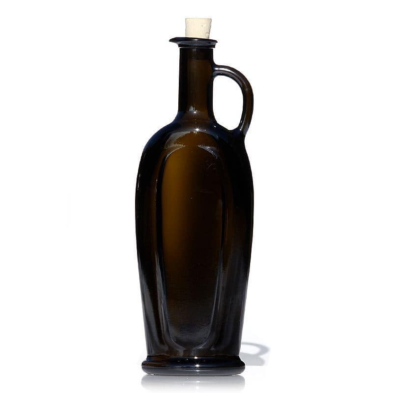 500 ml стъклена бутилка „Eleganta“, овална, антично зелено, затваряне: коркова тапа