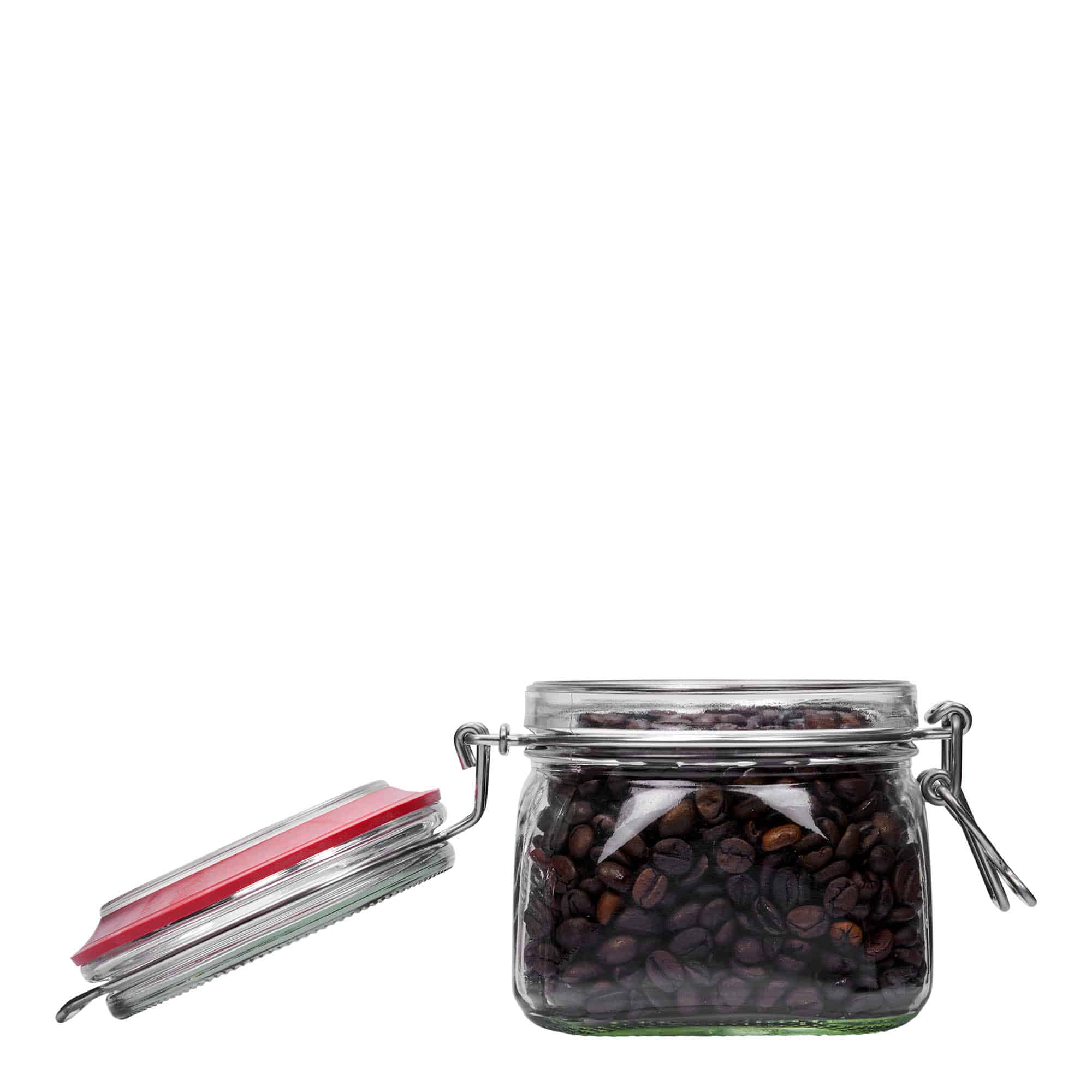 550 мл стъкло с метален скоба, квадратно, отвор: метален скобен затвор