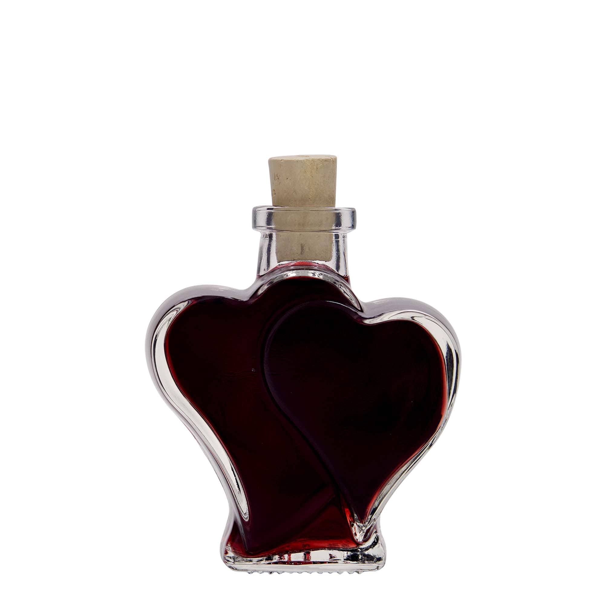 200 ml стъклена бутилка „Двойно сърце“, затваряне: коркова тапа