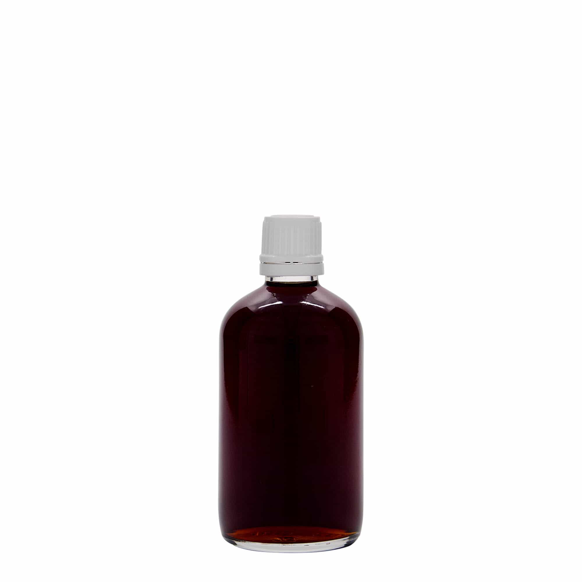 100 ml бутилка за лекарства, стъклена, затваряне: винтова капачка с резба DIN 18