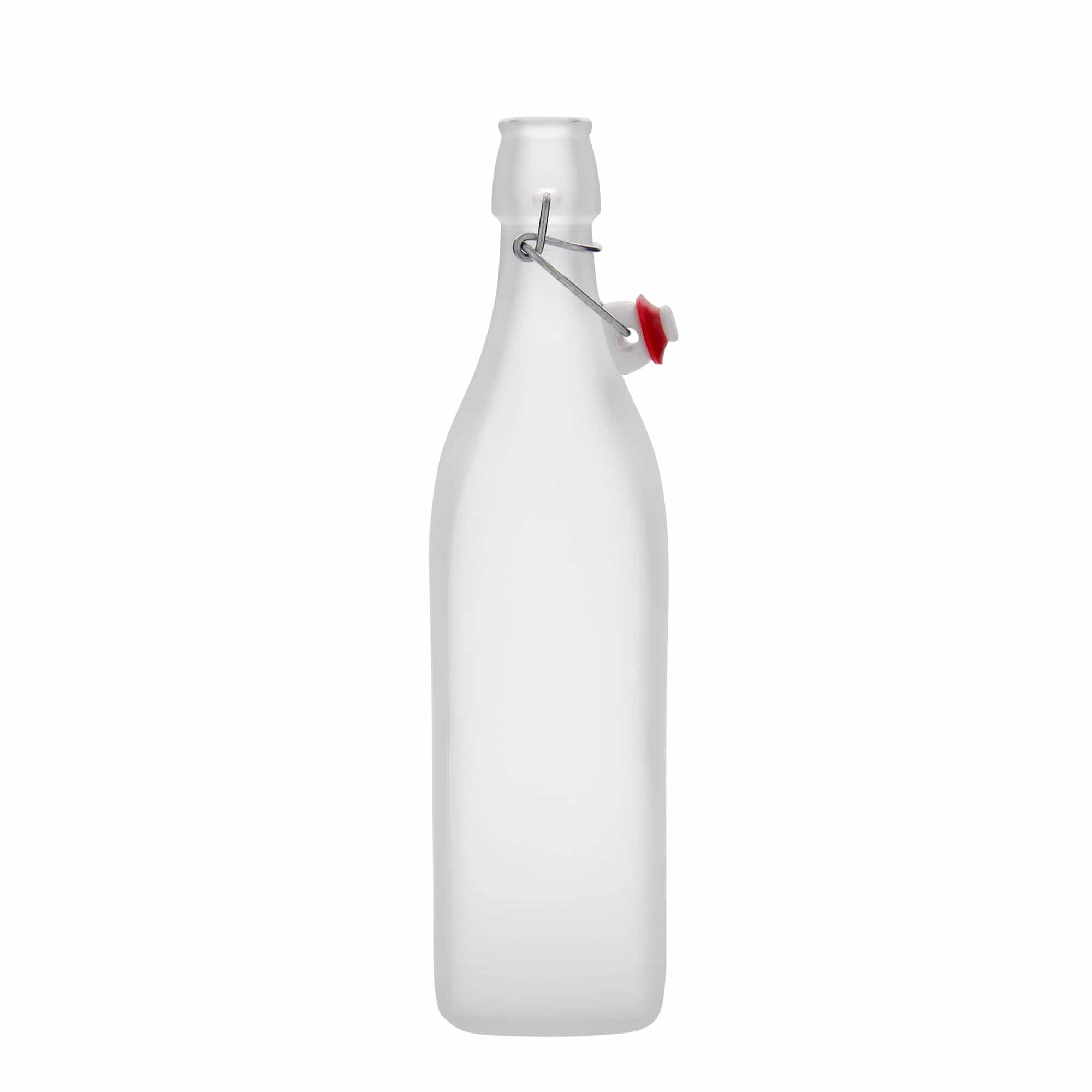 1000 ml стъклена бутилка „Swing“, квадратна, бяла, затваряне: тапа с клипс