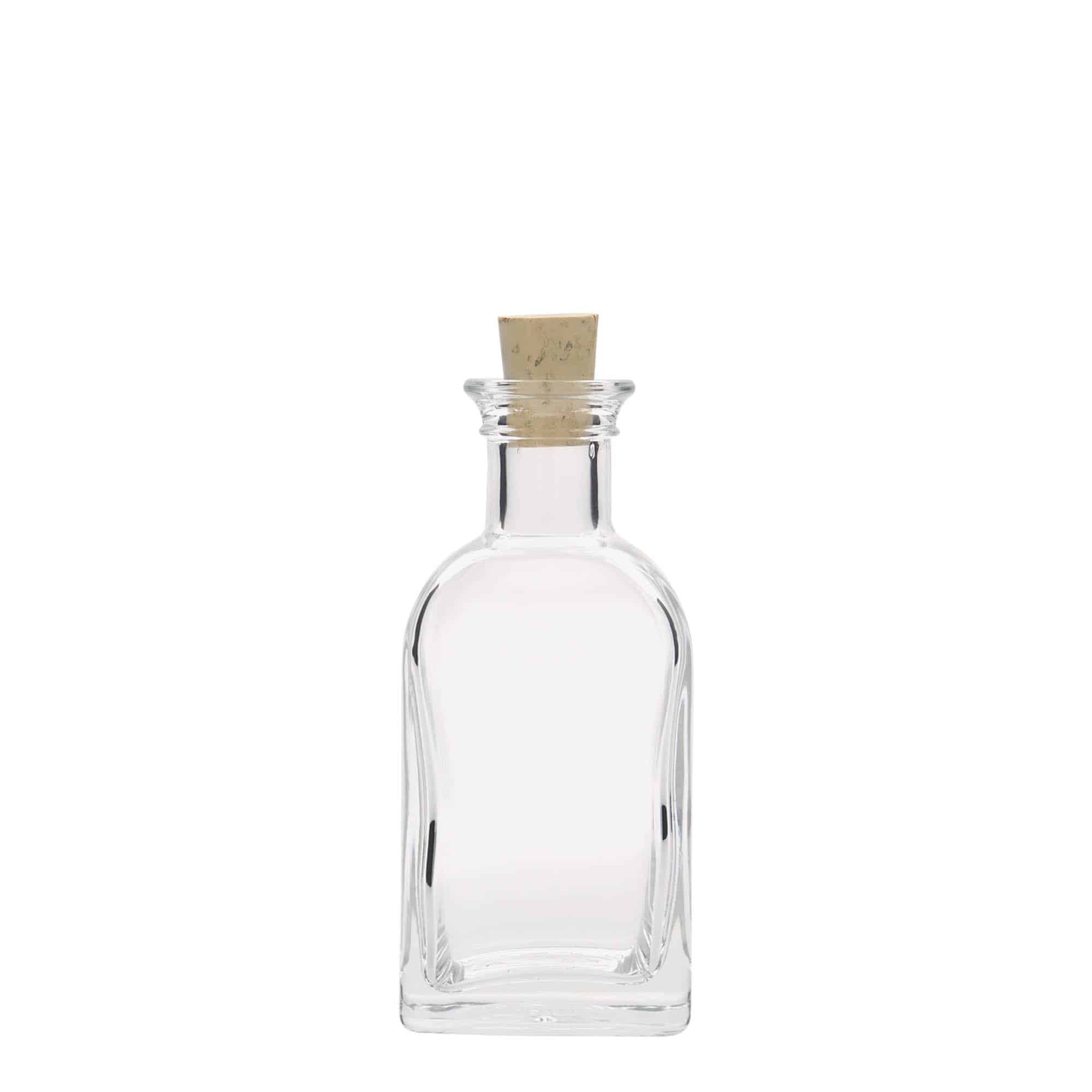 100 ml стъклена аптекарска бутилка „Carré“, квадратна, затваряне: коркова тапа