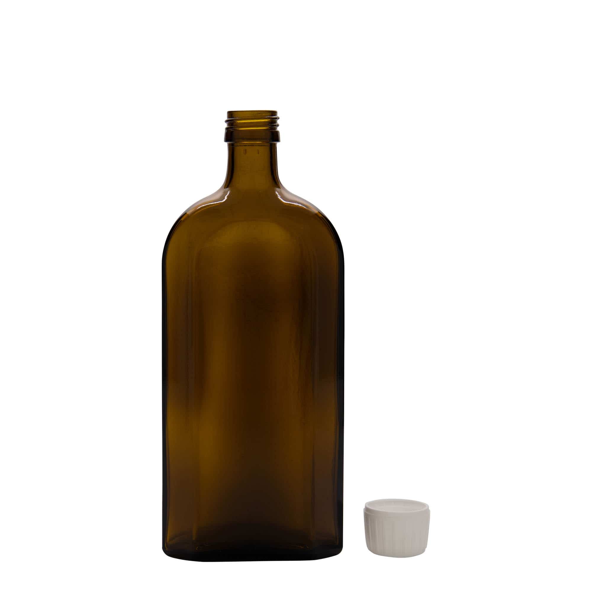 500 ml бутилка за лекарства Meplat, овална, стъклена, кафява, затваряне: капачка PP 28
