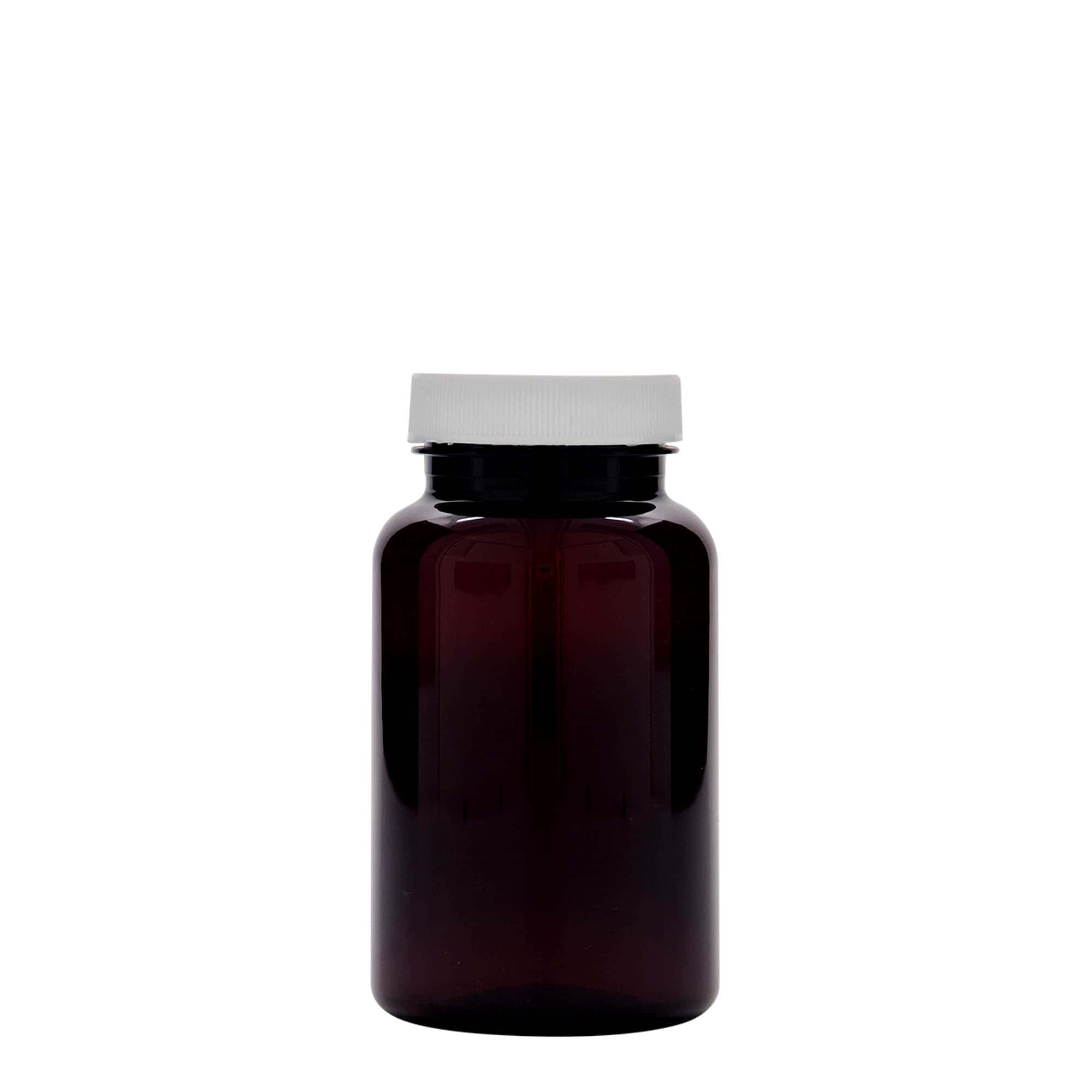 200 ml PET буркан за лекарства, пластмасов, кафяв, затваряне: винтова капачка GPI 45/400