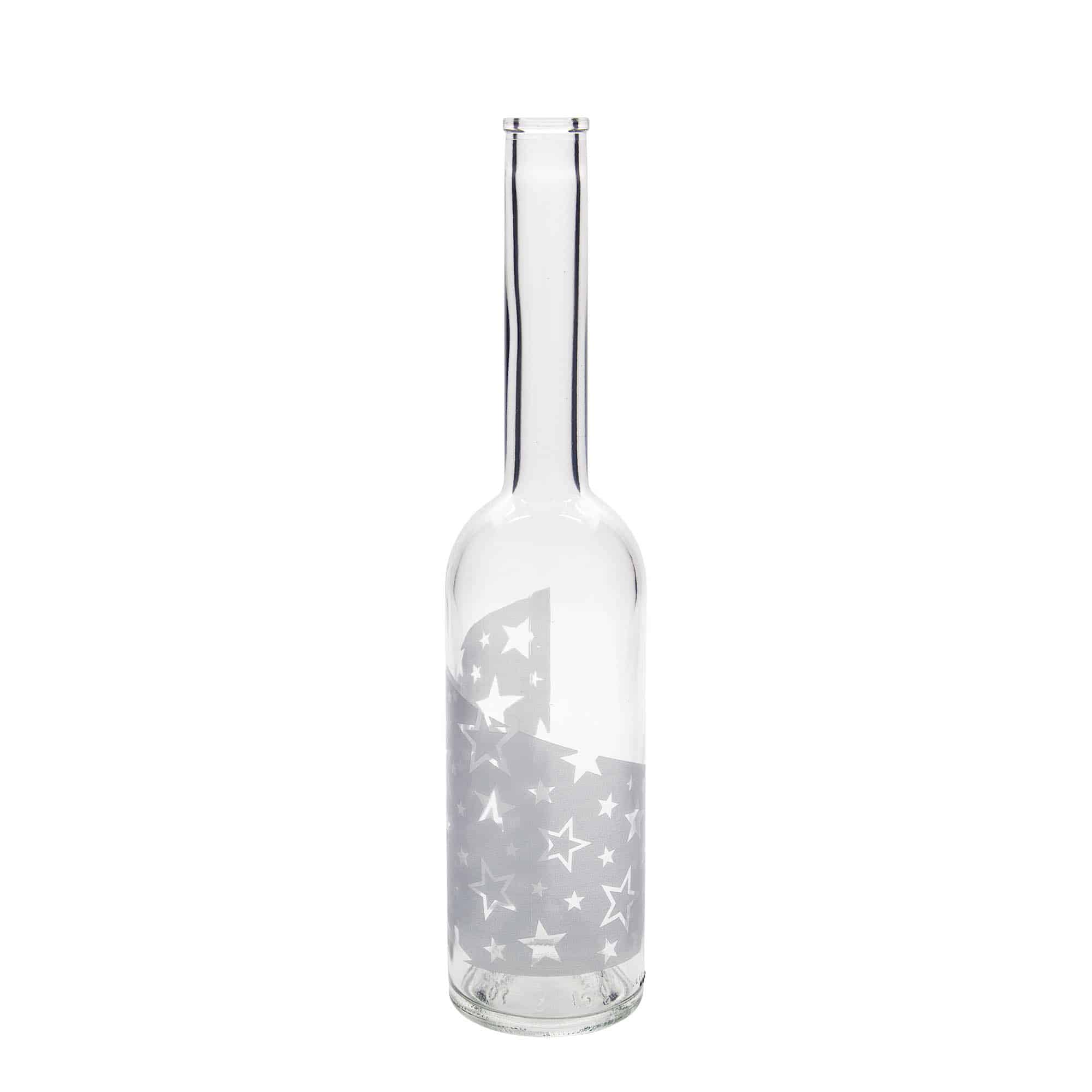 500 ml стъклена бутилка „Опера“, мотив: сребърни звезди, затваряне: коркова тапа 500 ml стъклена бутилка „Опера“, мотив: сребърни звезди, затваряне: коркова тапа