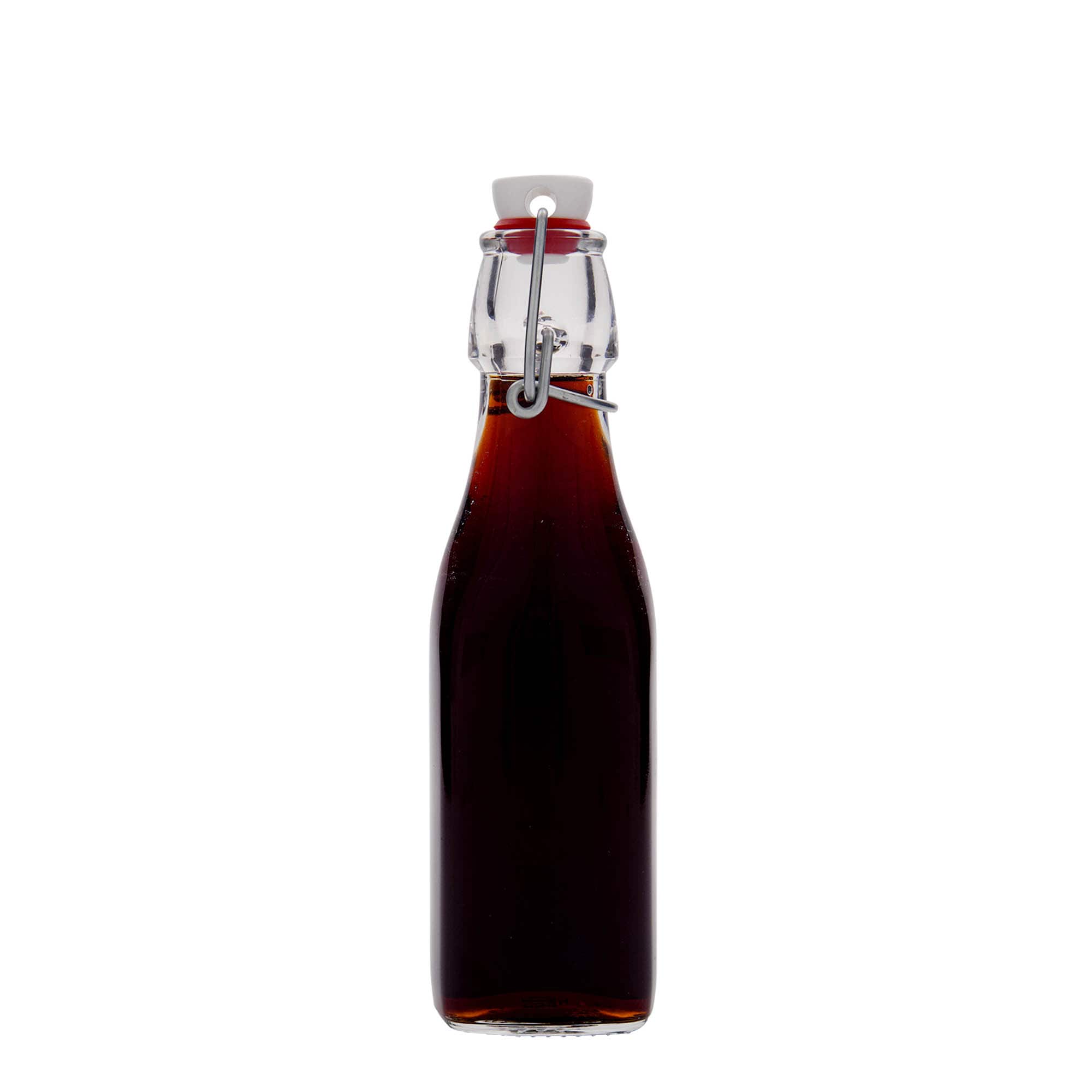 250 ml стъклена бутилка „Swing“, квадратна, затваряне: тапа с клипс