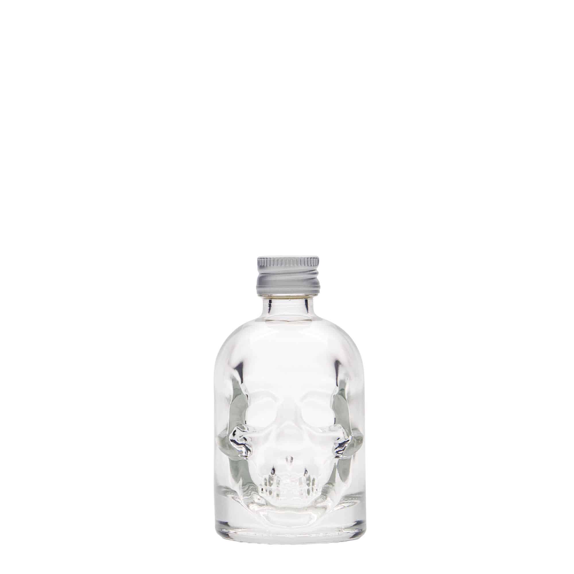 50 ml стъклена бутилка „Череп“, затваряне: капачка PP 18
