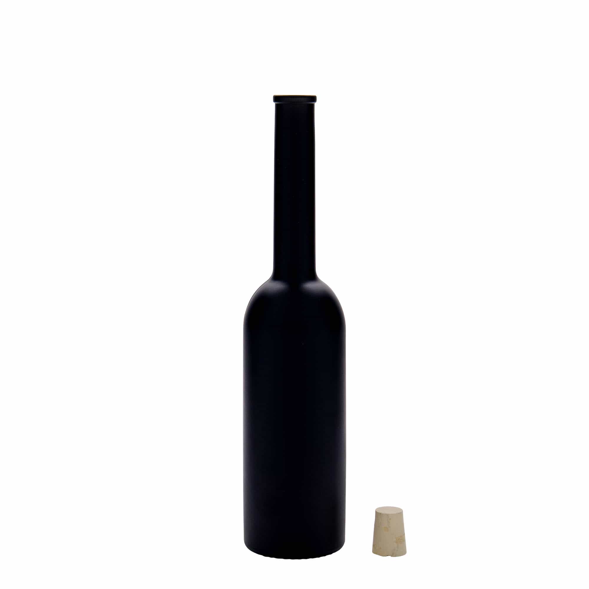 200 ml стъклена бутилка „Опера“, черна, затваряне: коркова тапа