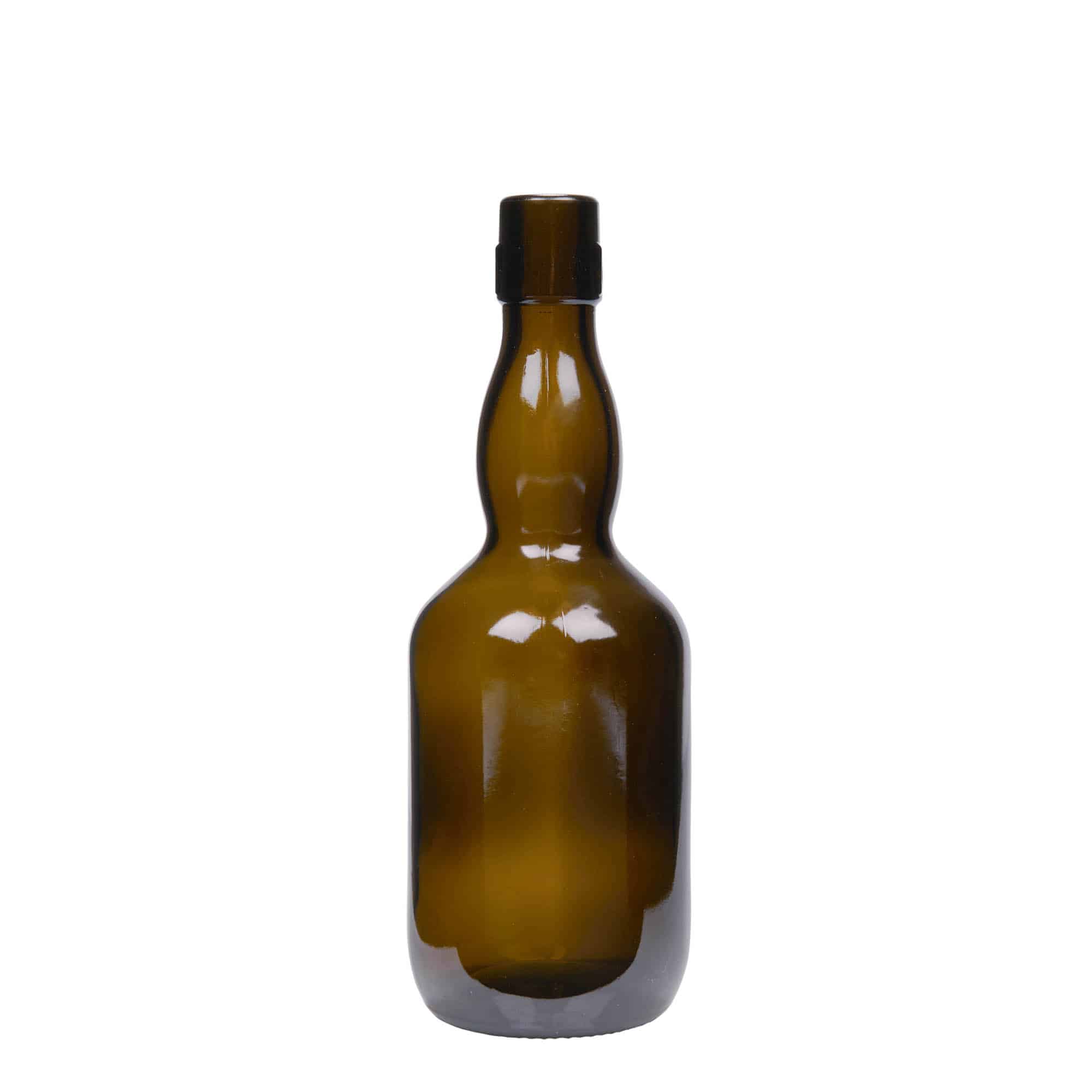 500 ml бутилка за бира с изпъкнало гърло, стъклена, антично зелено, затваряне: тапа с клипс