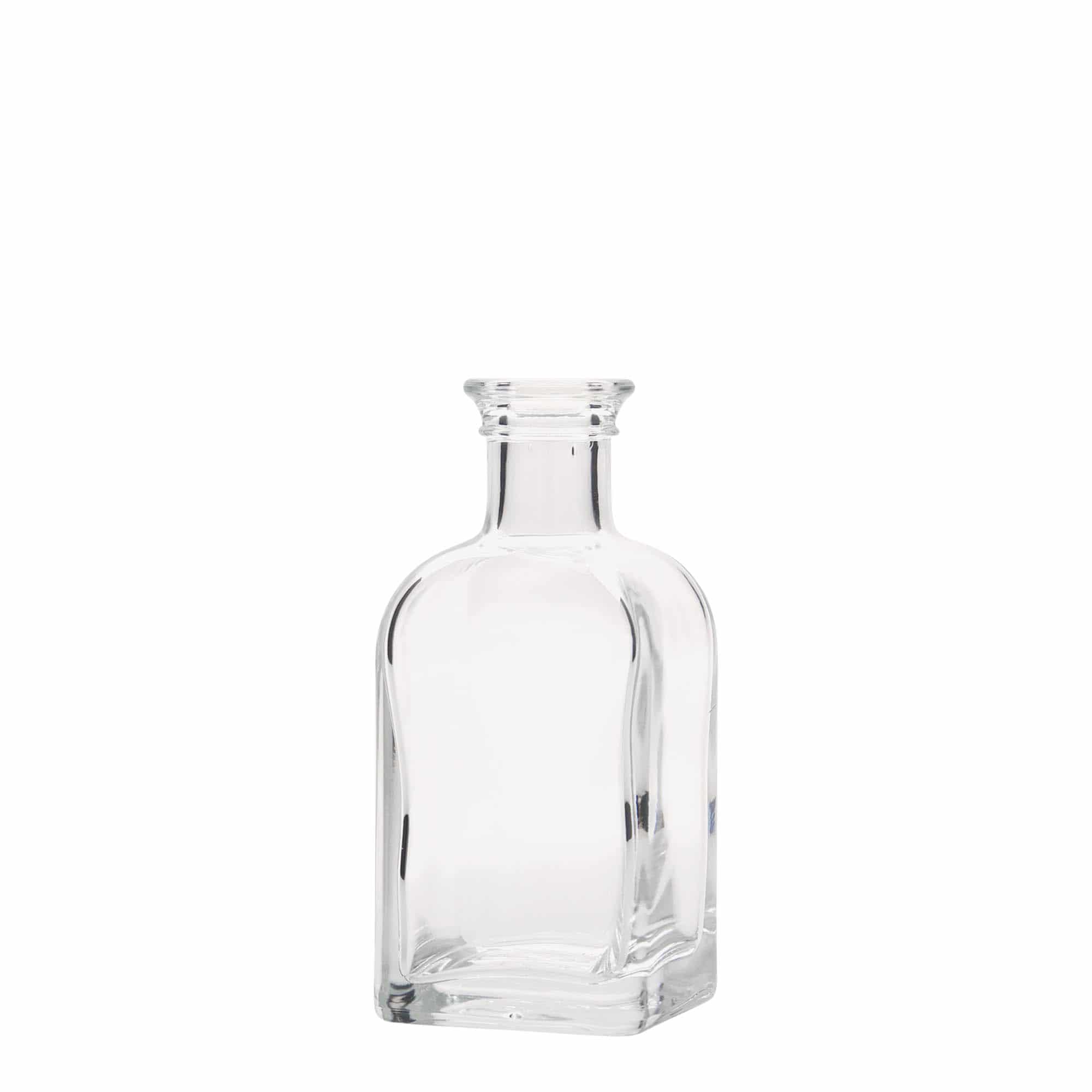 100 ml стъклена аптекарска бутилка „Carré“, квадратна, затваряне: коркова тапа
