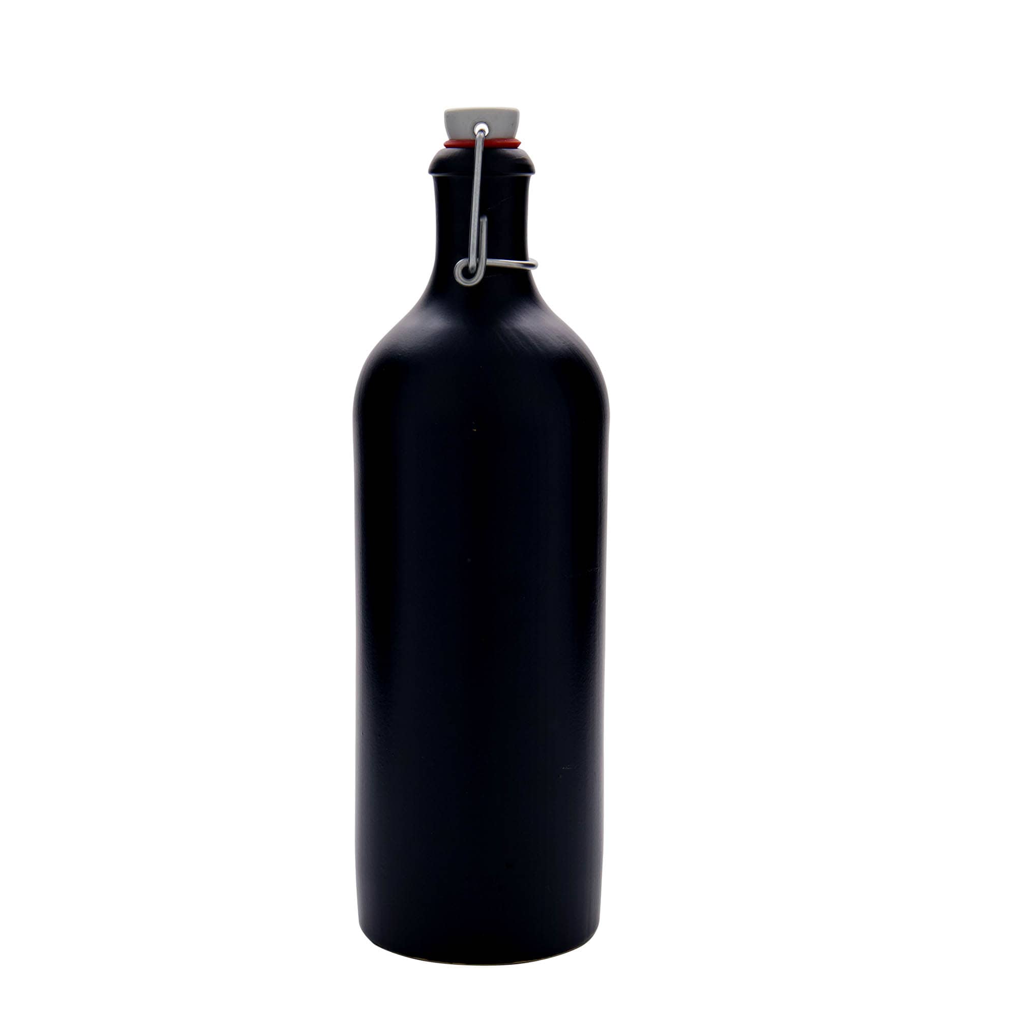 750 ml бутилка, каменна керамика, черна, затваряне: тапа с клипс