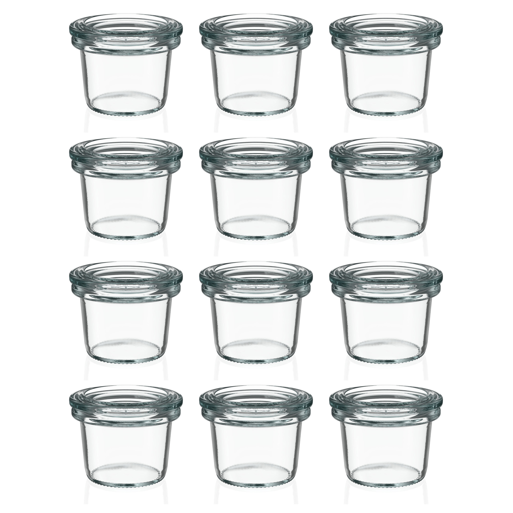 12x 35 ml стъклен буркан WECK с широко гърло със стъклен капак RR 40