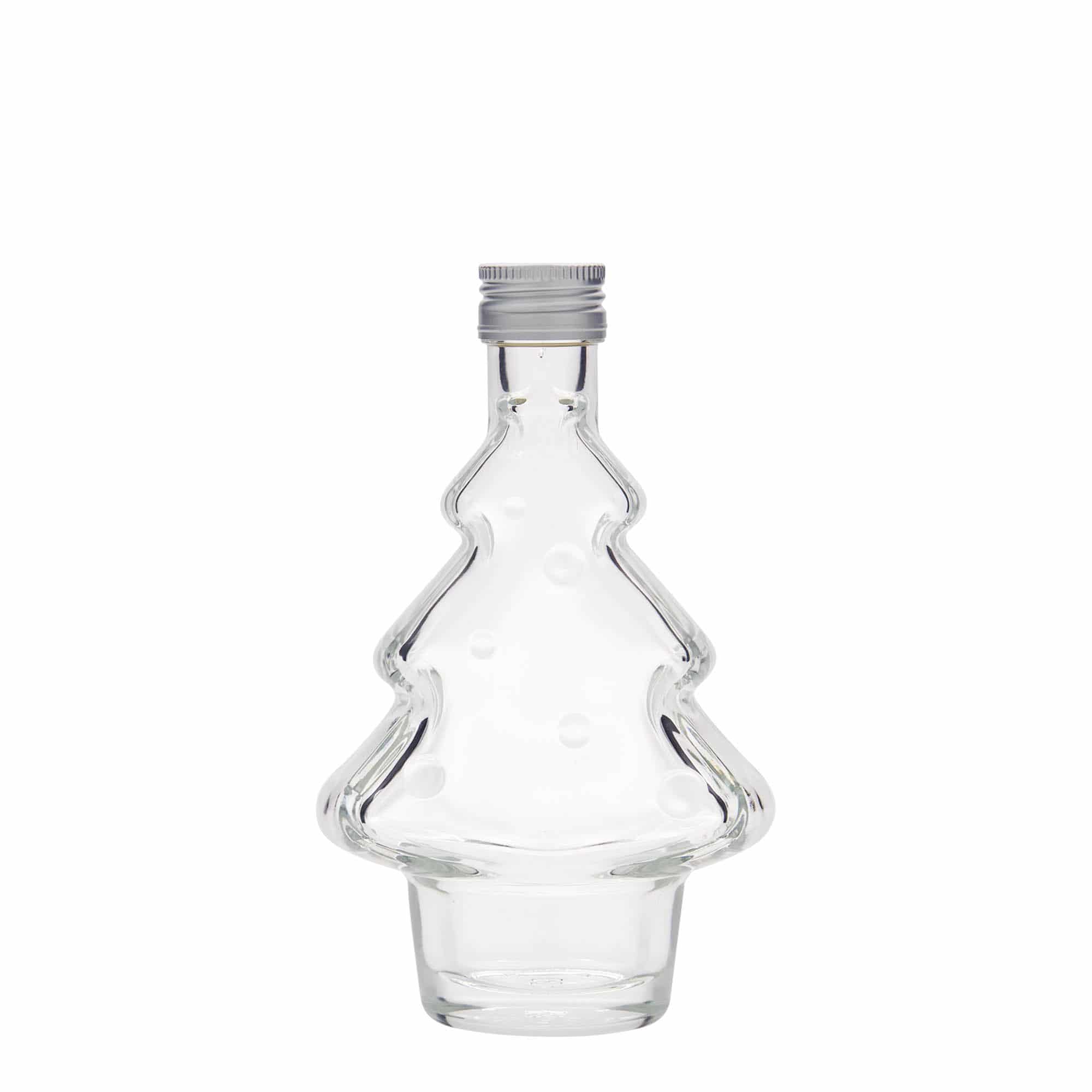 200 ml стъклена бутилка „Коледна елха“, затваряне: капачка PP 28