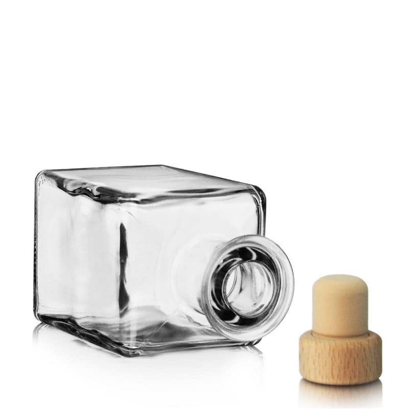 200 ml стъклена бутилка „Kubica“, квадратна, затваряне: коркова тапа