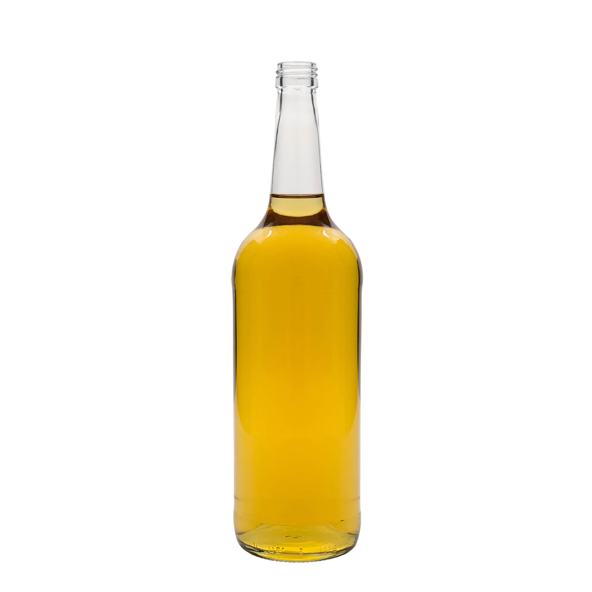 1.000 ml стъклена бутилка с прав врат, отвор: PP 28 1.000 ml стъклена бутилка с прав врат, отвор: PP 28