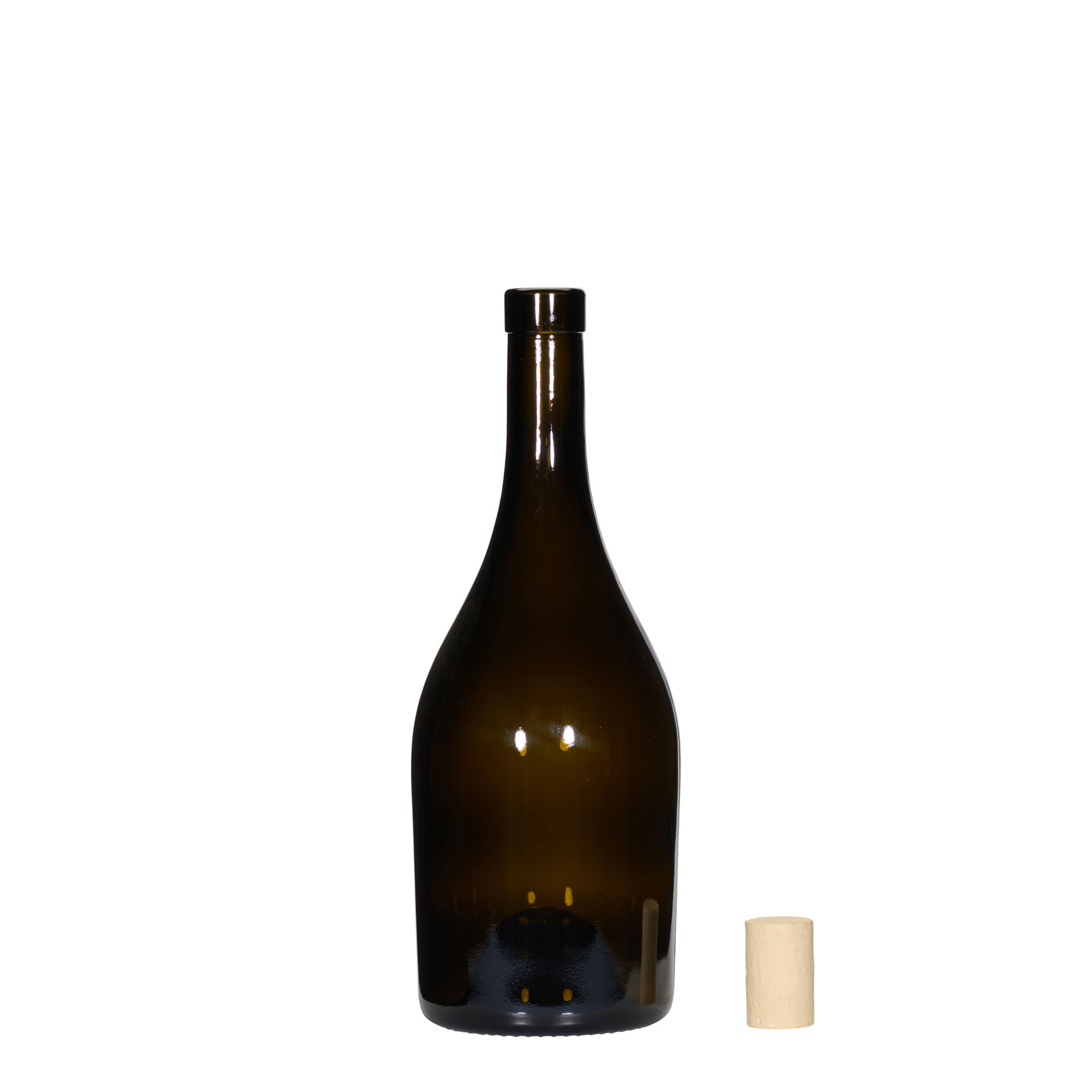 750 ml бутилка за вино „Exclusive“, антично зелено, затваряне: коркова тапа