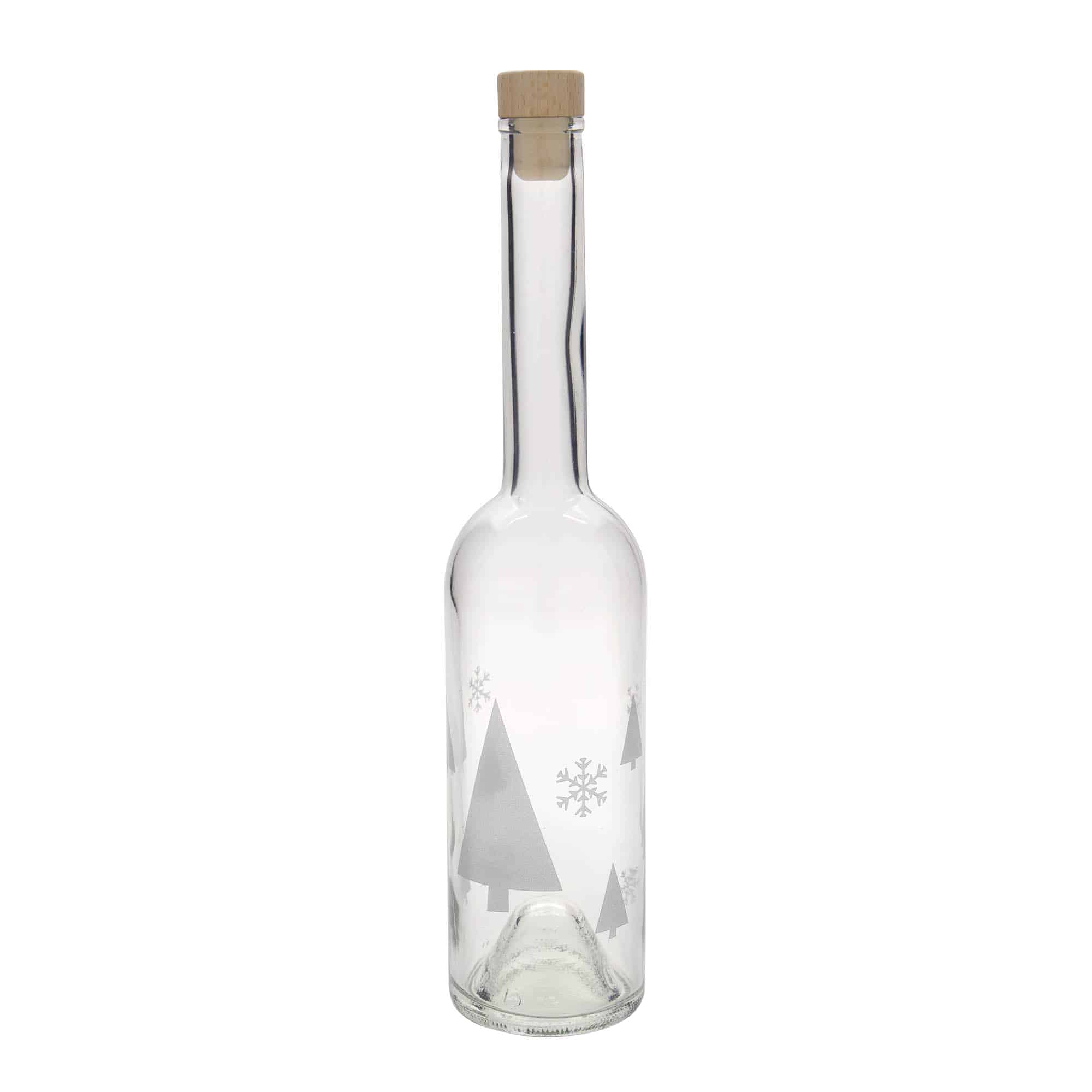 500 ml стъклена бутилка „Опера“, мотив: снежинки, затваряне: коркова тапа