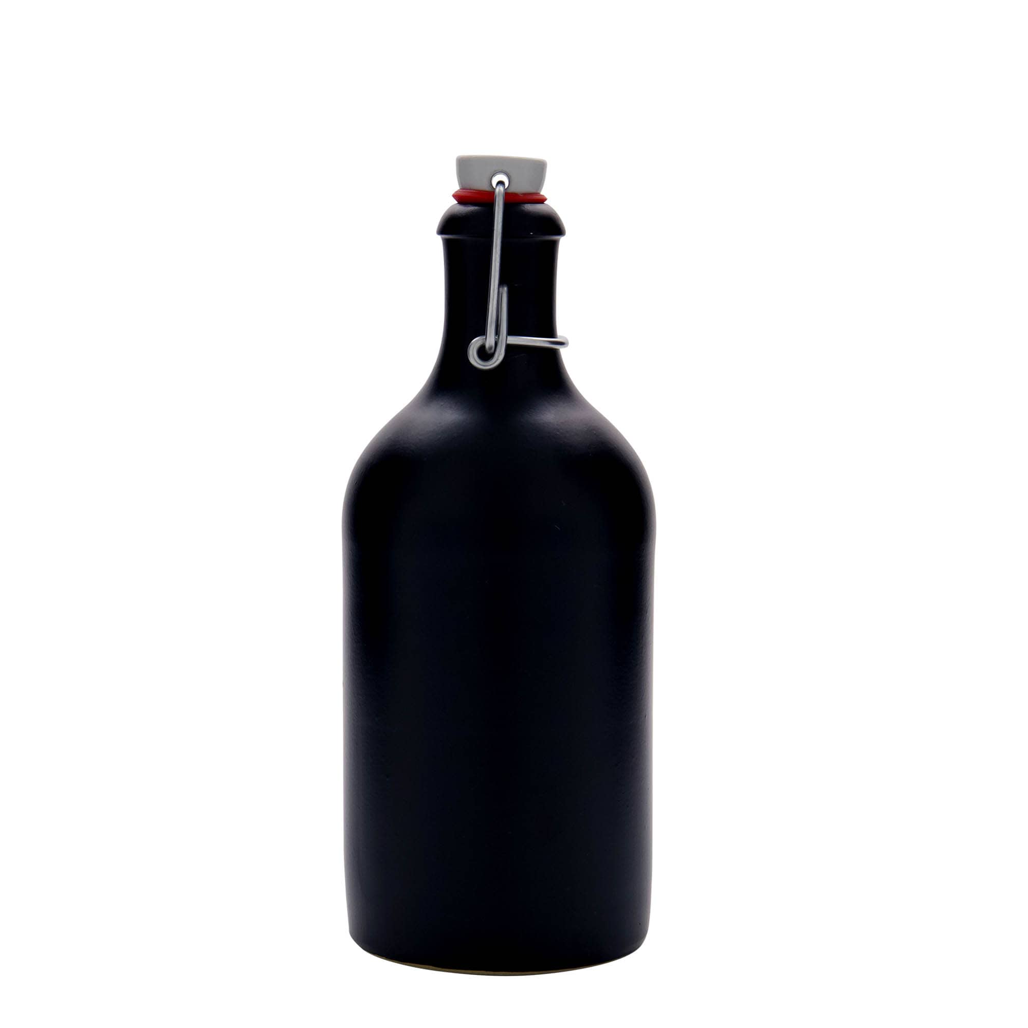 500 ml бутилка, каменна керамика, черна, затваряне: коркова тапа