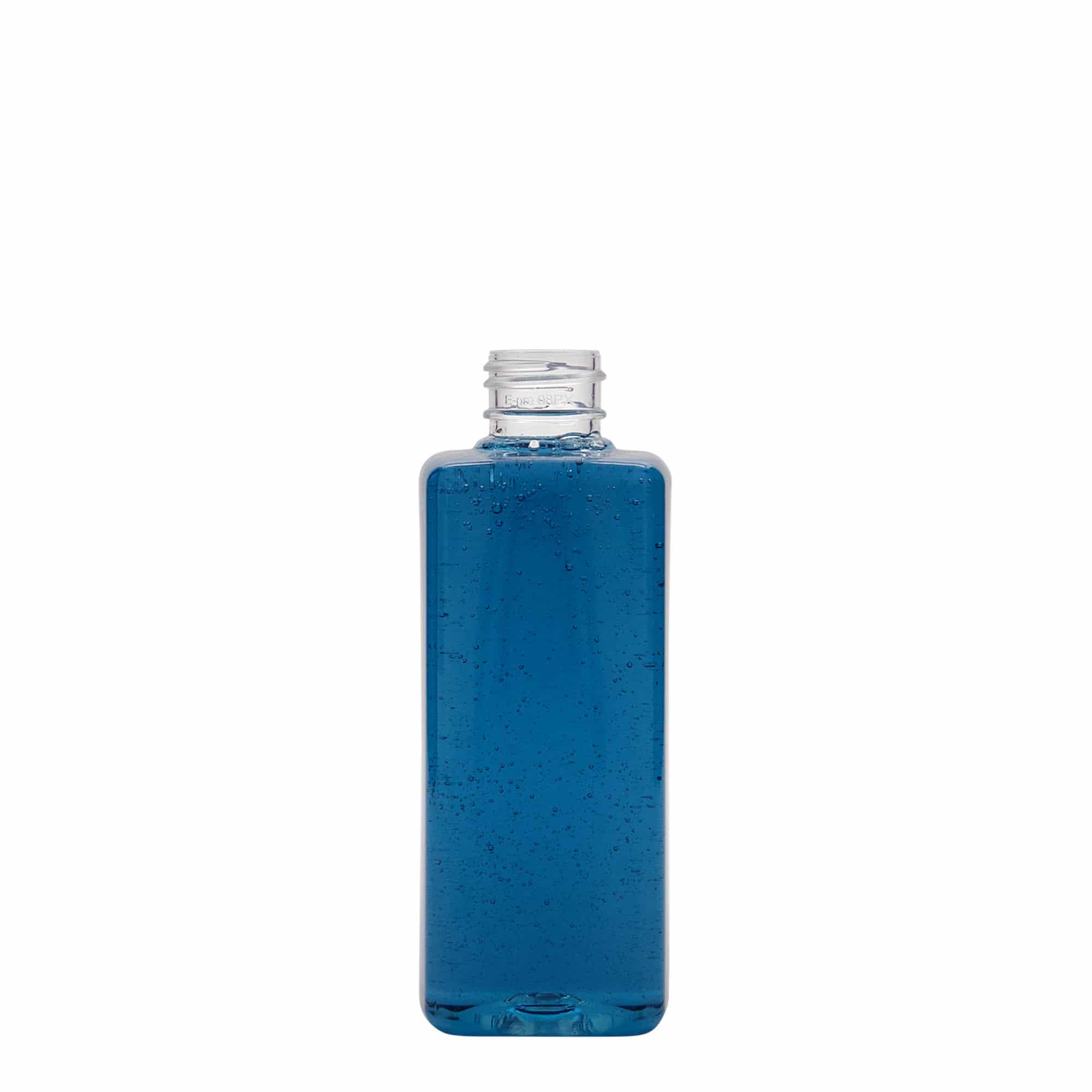 200 ml PET бутилка „Karl“, квадратна, пластмасова, затваряне: винтова капачка GPI 24/410