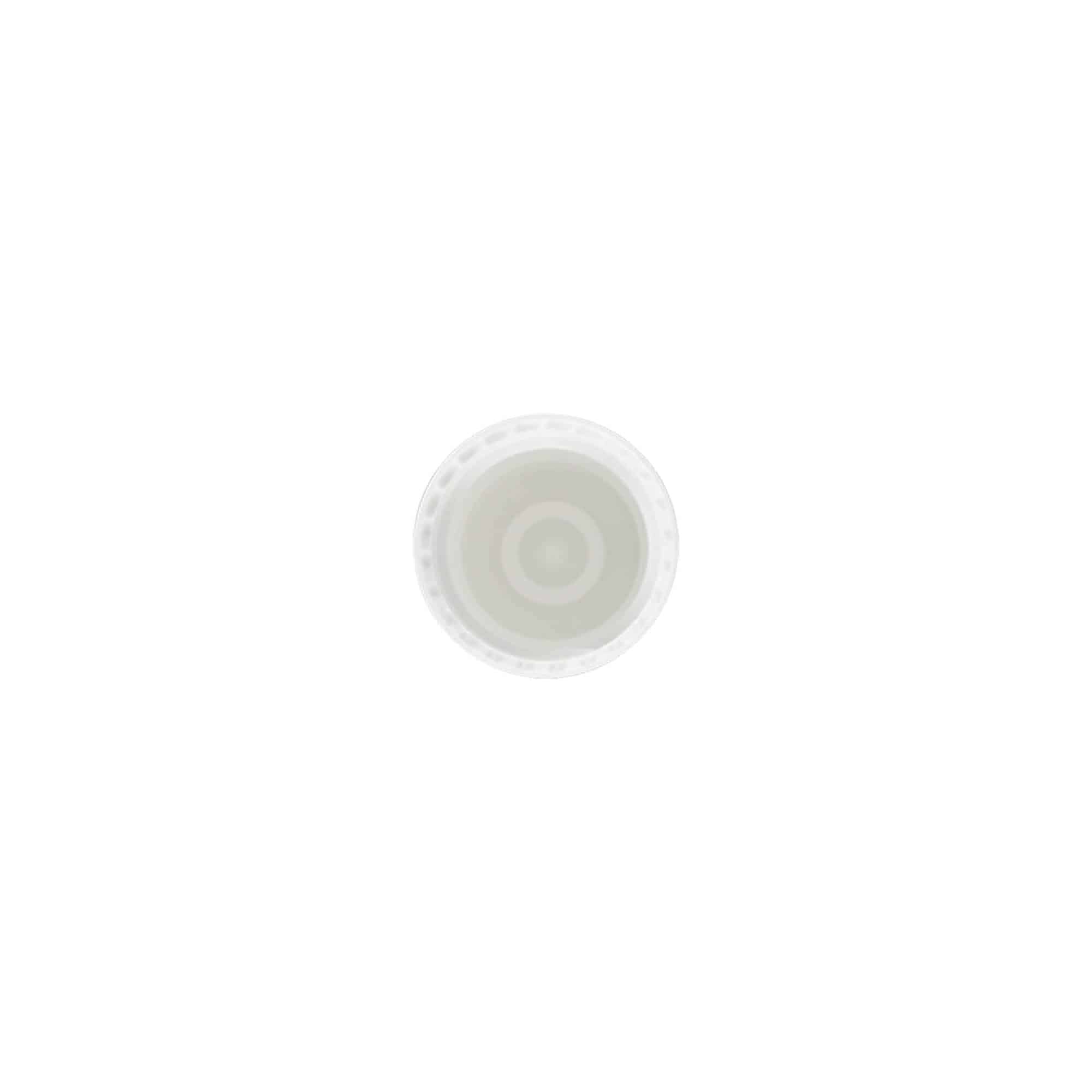 Капачка за 10 ml бутилка с ролка, PP пластмаса, бяла, за затваряне: винтова капачка