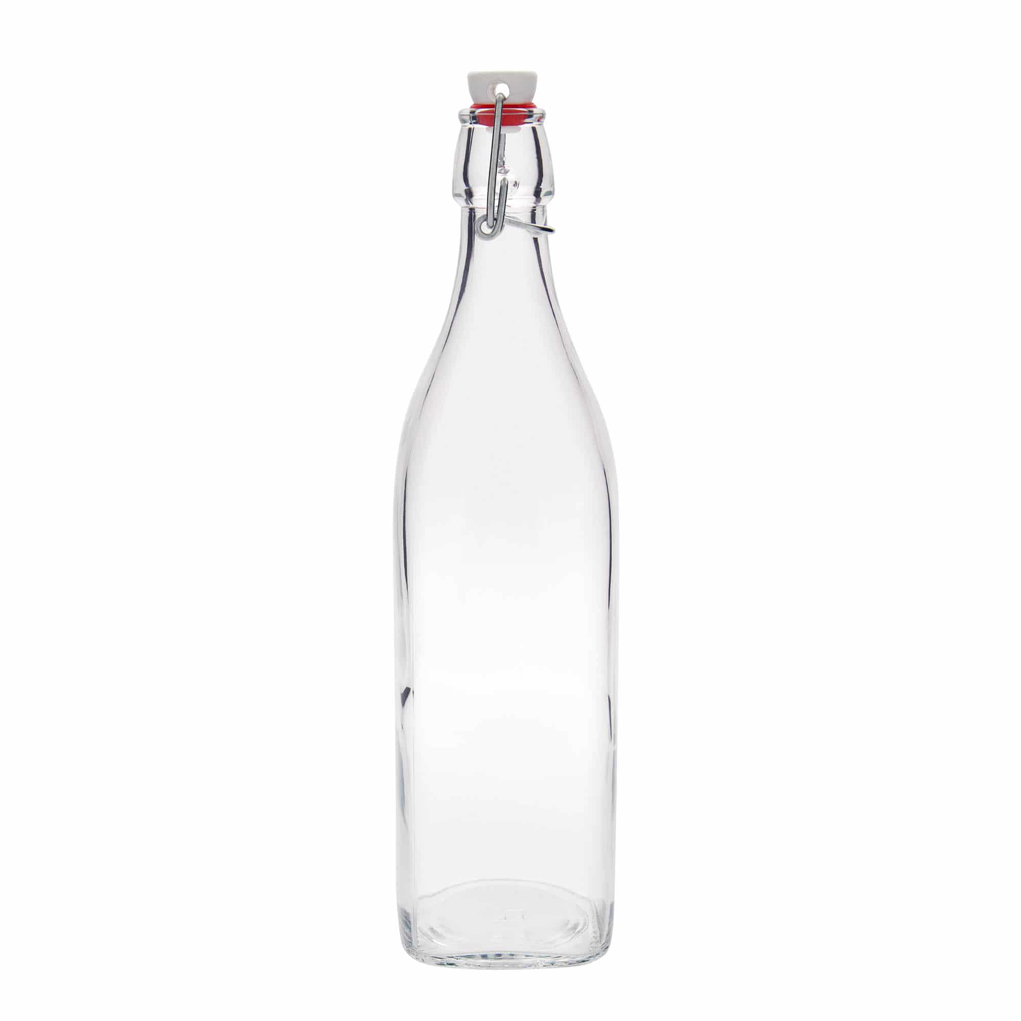 1000 ml стъклена бутилка „Swing“, квадратна, затваряне: тапа с клипс