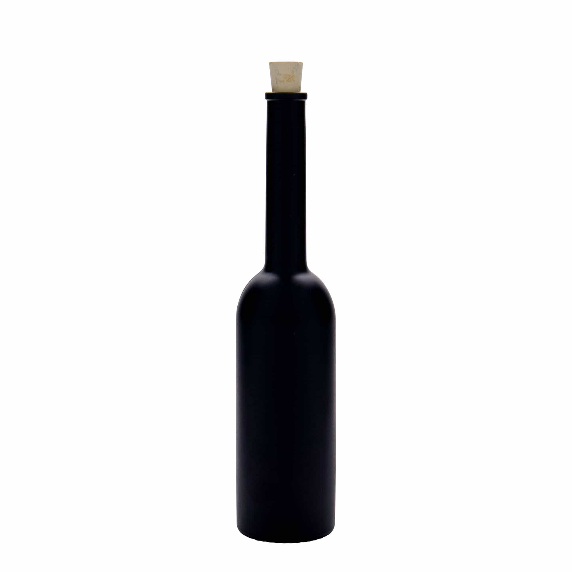 200 ml стъклена бутилка „Опера“, черна, затваряне: коркова тапа