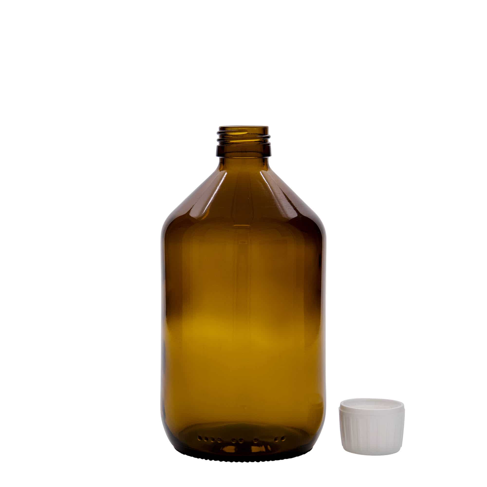 500 ml бутилка за лекарства, кафява, стъклена, затваряне: капачка PP 28