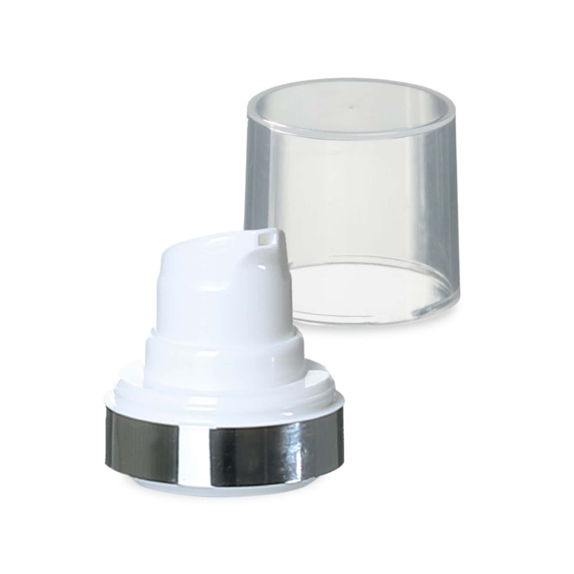 Airless глава Micro сребърна ивица + естествен цвят, лъскава капачка за щекер Airless глава Micro сребърна ивица + естествен цвят, лъскава капачка за щекер