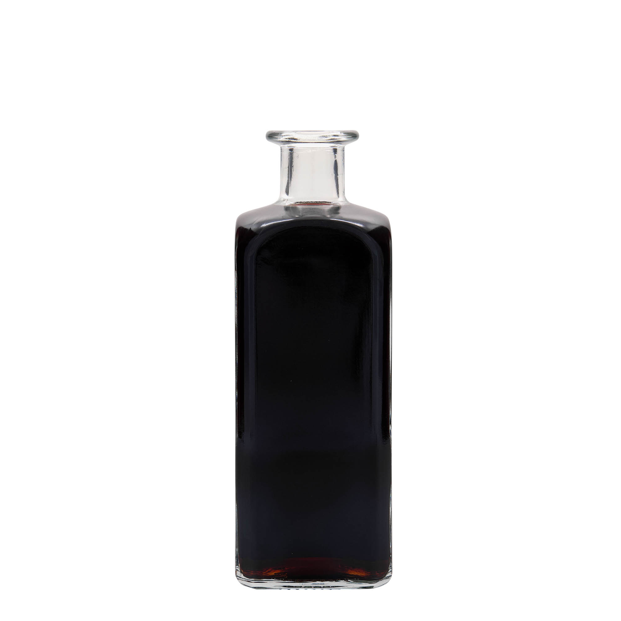 500 ml стъклена аптекарска бутилка „Carré“, квадратна, затваряне: коркова тапа