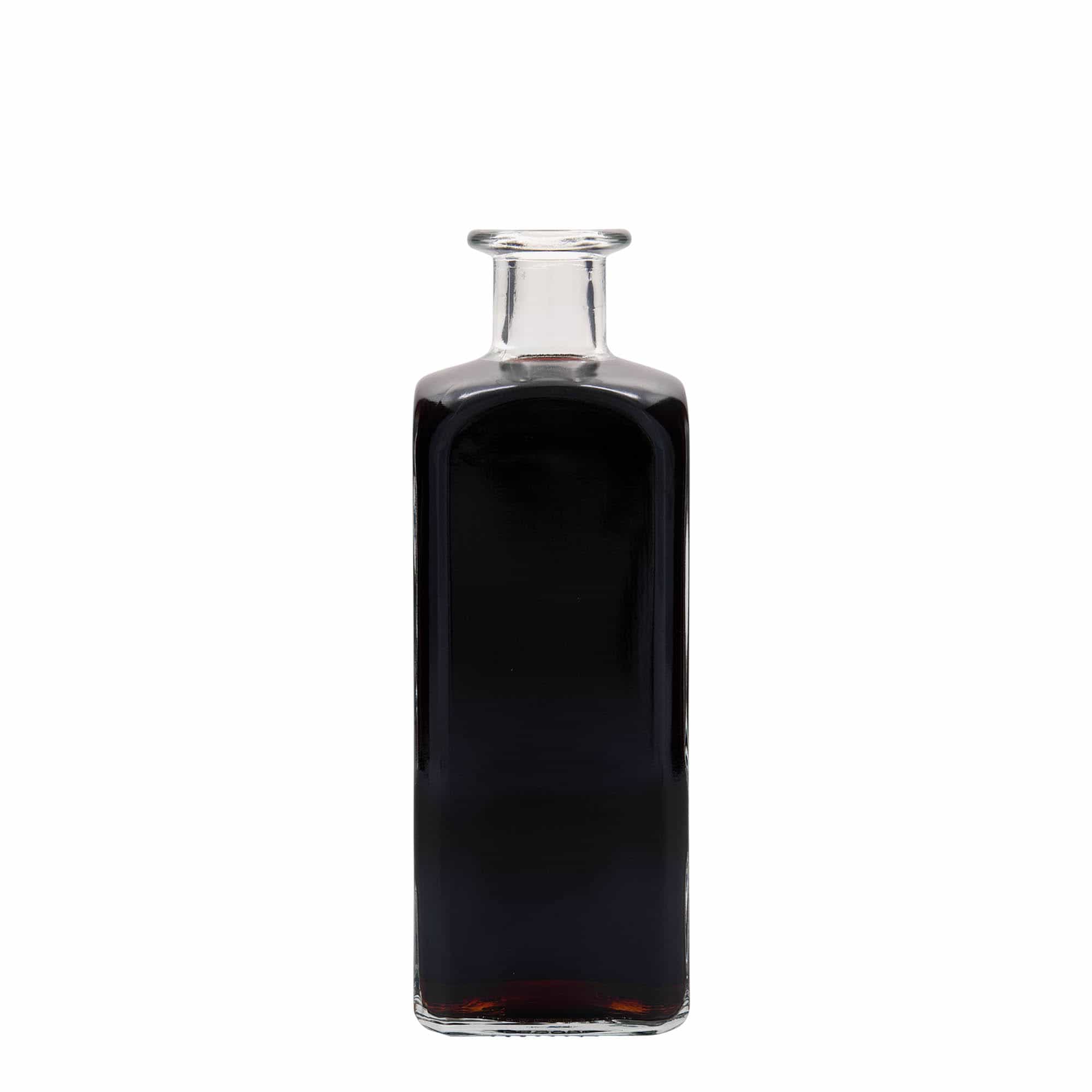 500 ml стъклена аптекарска бутилка „Carré“, квадратна, затваряне: коркова тапа
