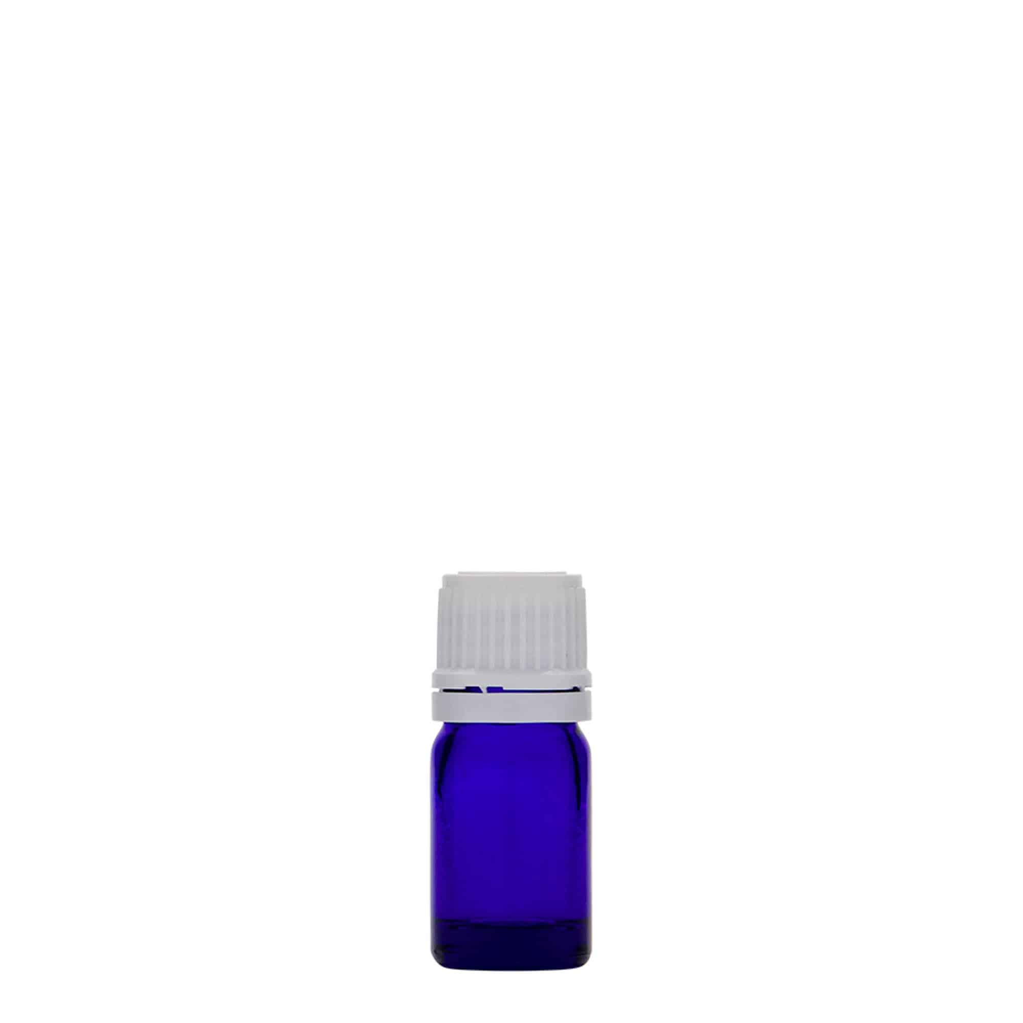 5 ml бутилка за лекарства, стъклена, кралско синьо, затваряне: винтова капачка с резба DIN 18
