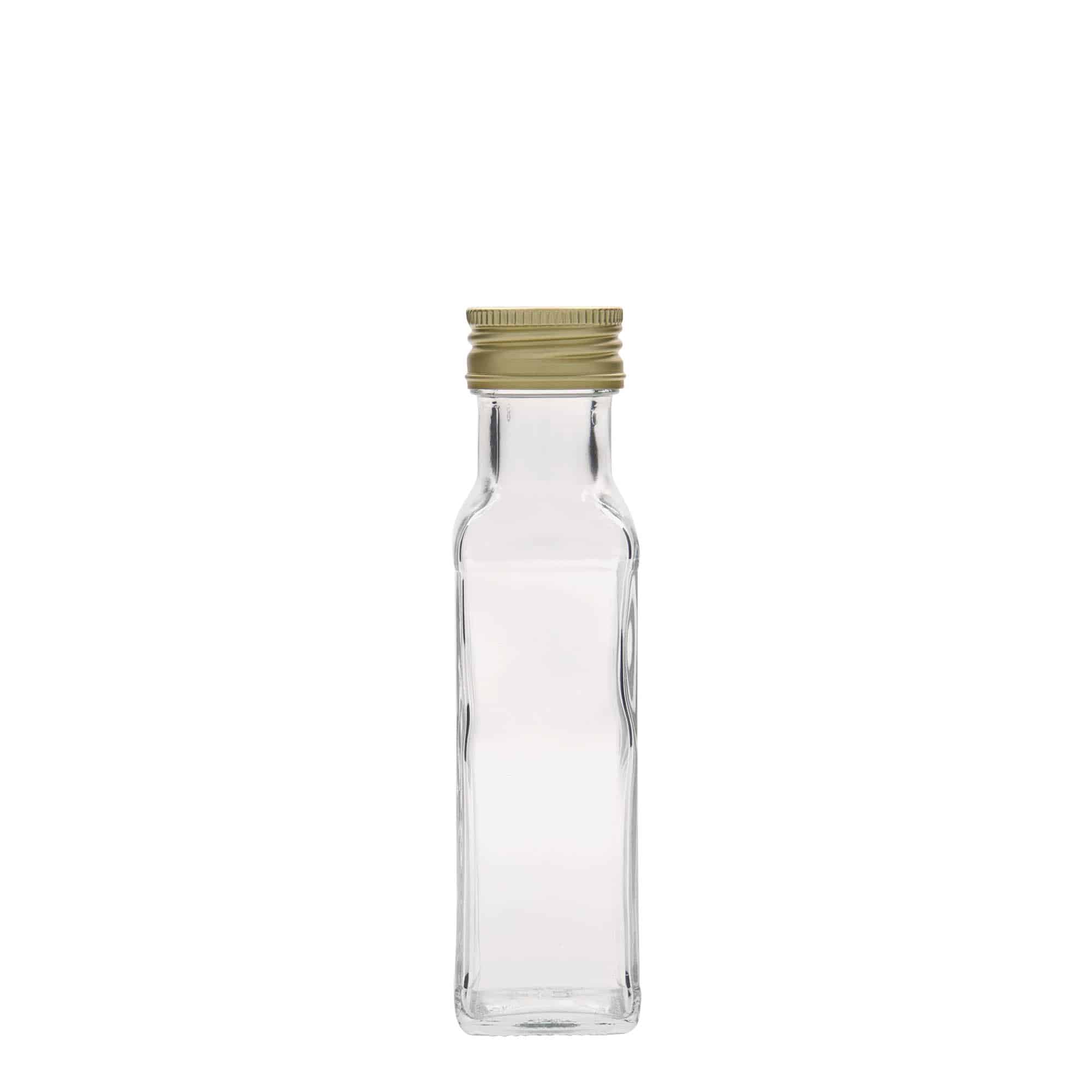 100 ml стъклена бутилка „Marasca“, квадратна, затваряне: капачка PP 31,5