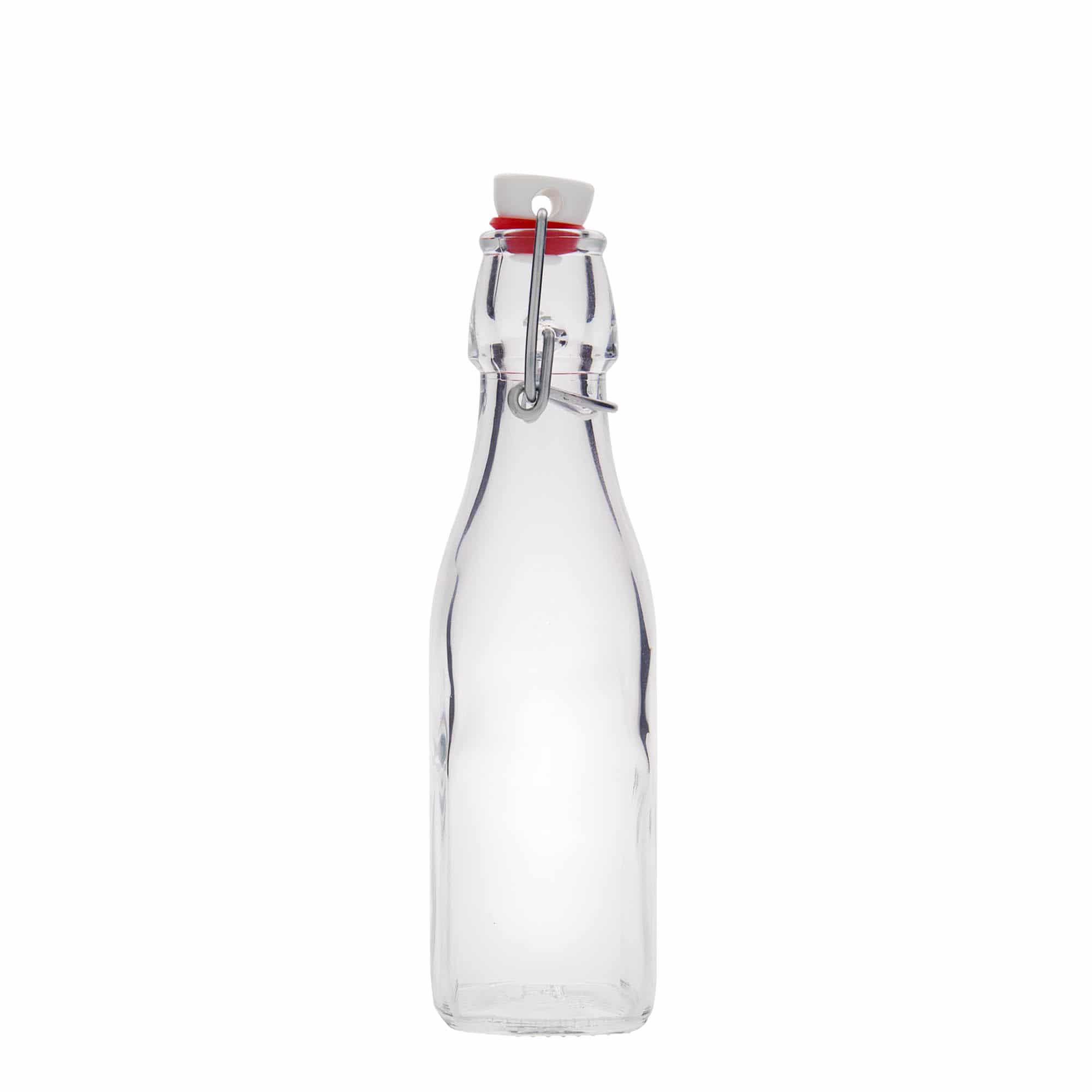 250 ml стъклена бутилка „Swing“, квадратна, затваряне: тапа с клипс
