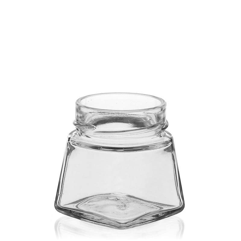 106 ml четириъгълен буркан „Luxor“, затваряне: дълбок винтов капак Deep-Twist-Off (DTO 58)