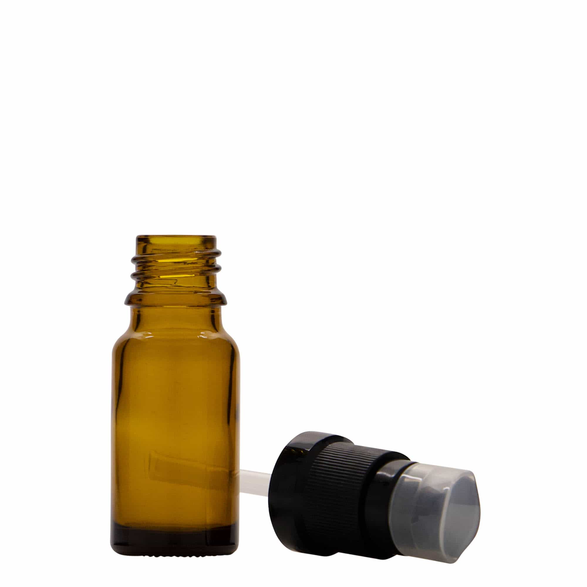 10 мл медицинска бутилка с помпа за лосион, стъкло, кафява, гърло: DIN 18