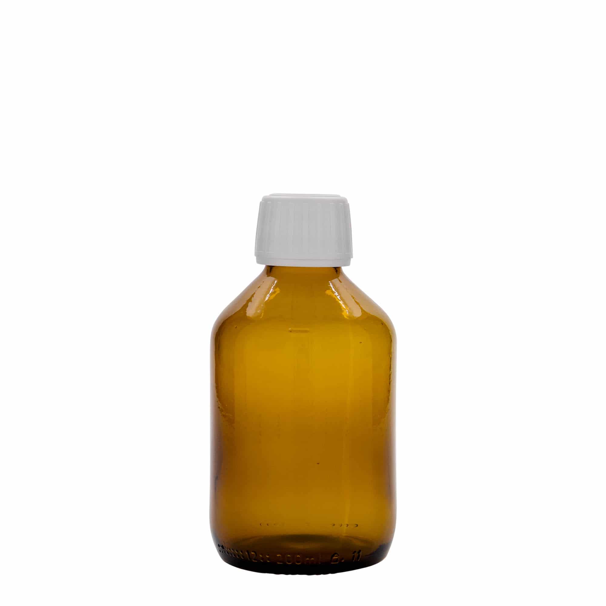 200 ml бутилка за лекарства, кафява, стъклена, затваряне: капачка PP 28