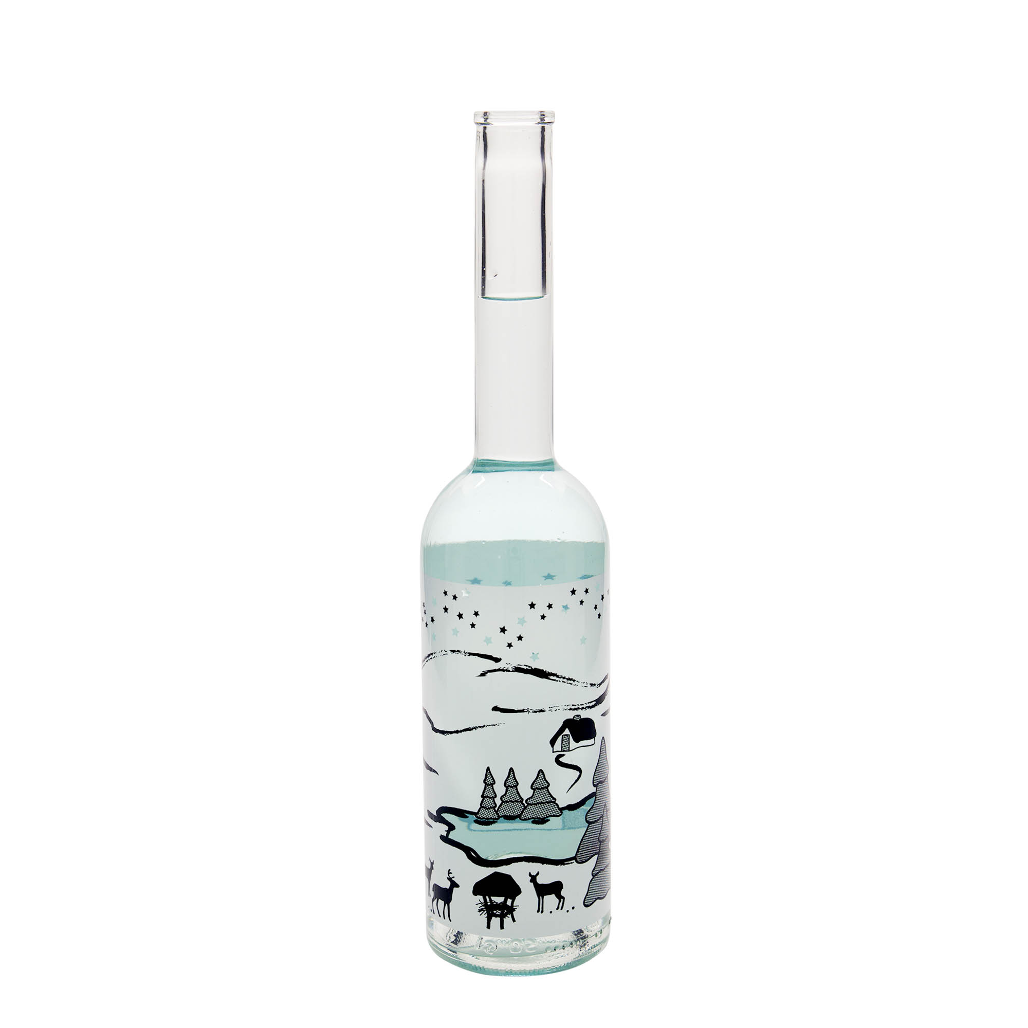 500 ml стъклена бутилка „Опера“, мотив: бяла зимна приказка, затваряне: коркова тапа