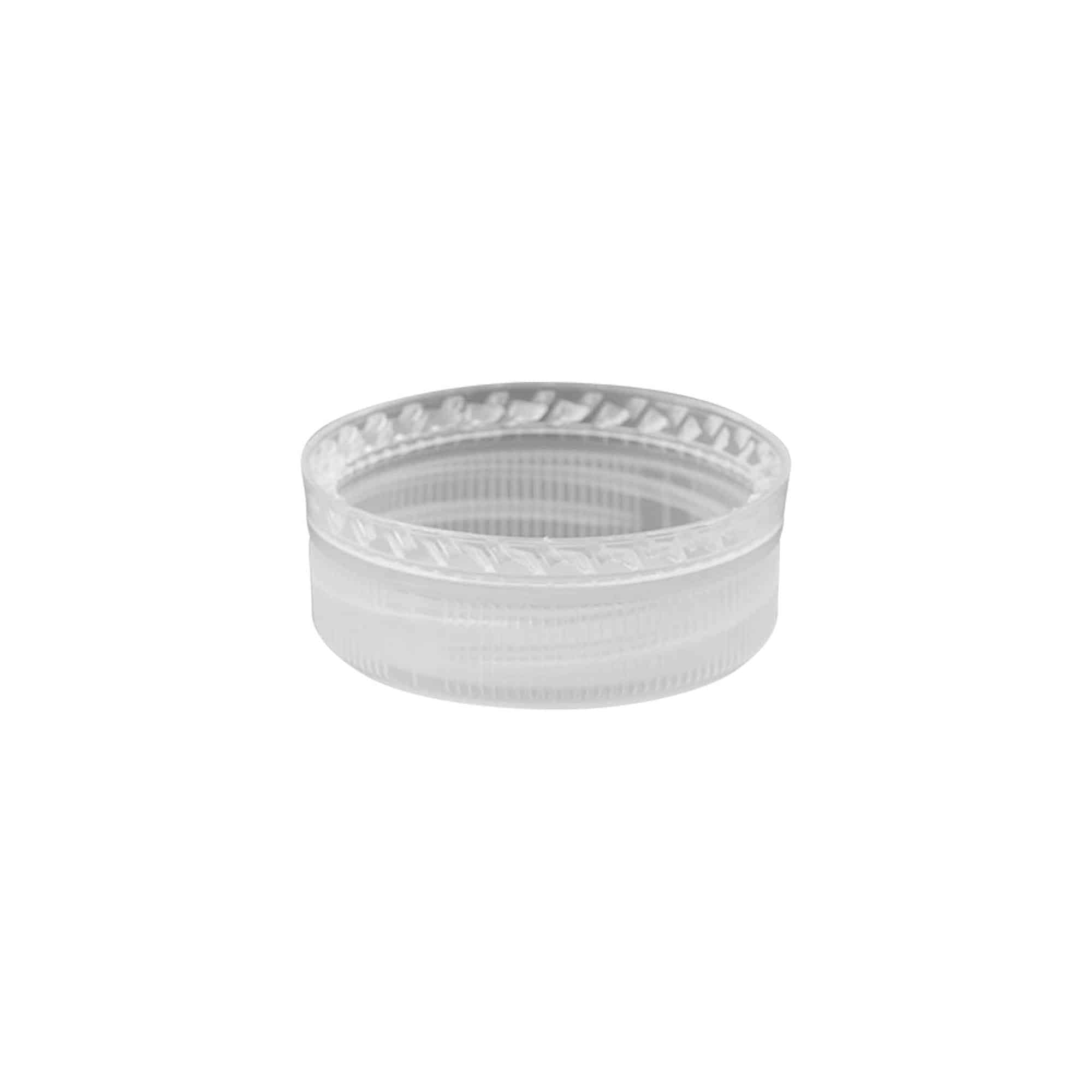 Винтова капачка двустартова резба, PE пластмаса, бяла, за затваряне: PET 38 mm