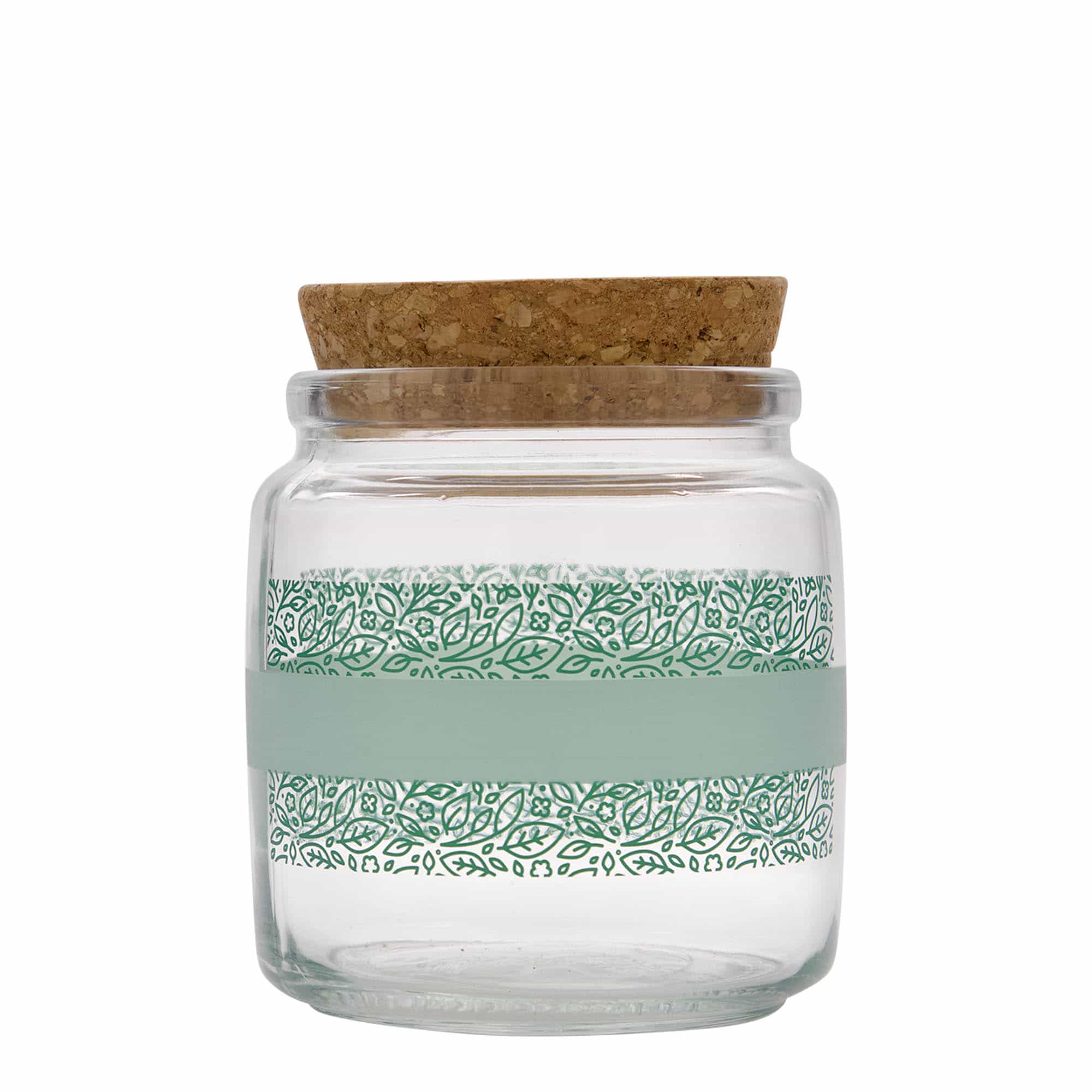 750 ml буркан с коркова тапа „Giara“, мотив: Naturalmente verde, затваряне: коркова тапа