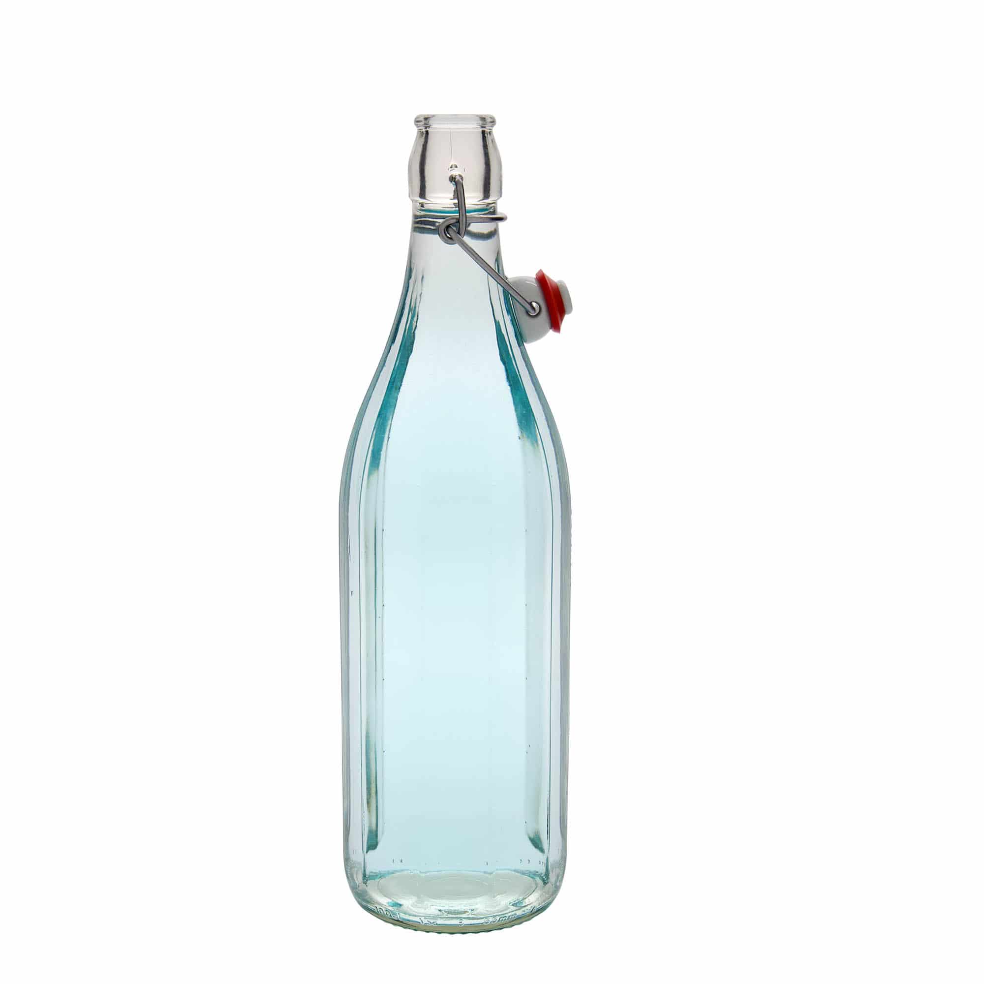 1000 ml стъклена бутилка „Bravo“, десетоъгълна, затваряне: тапа с клипс