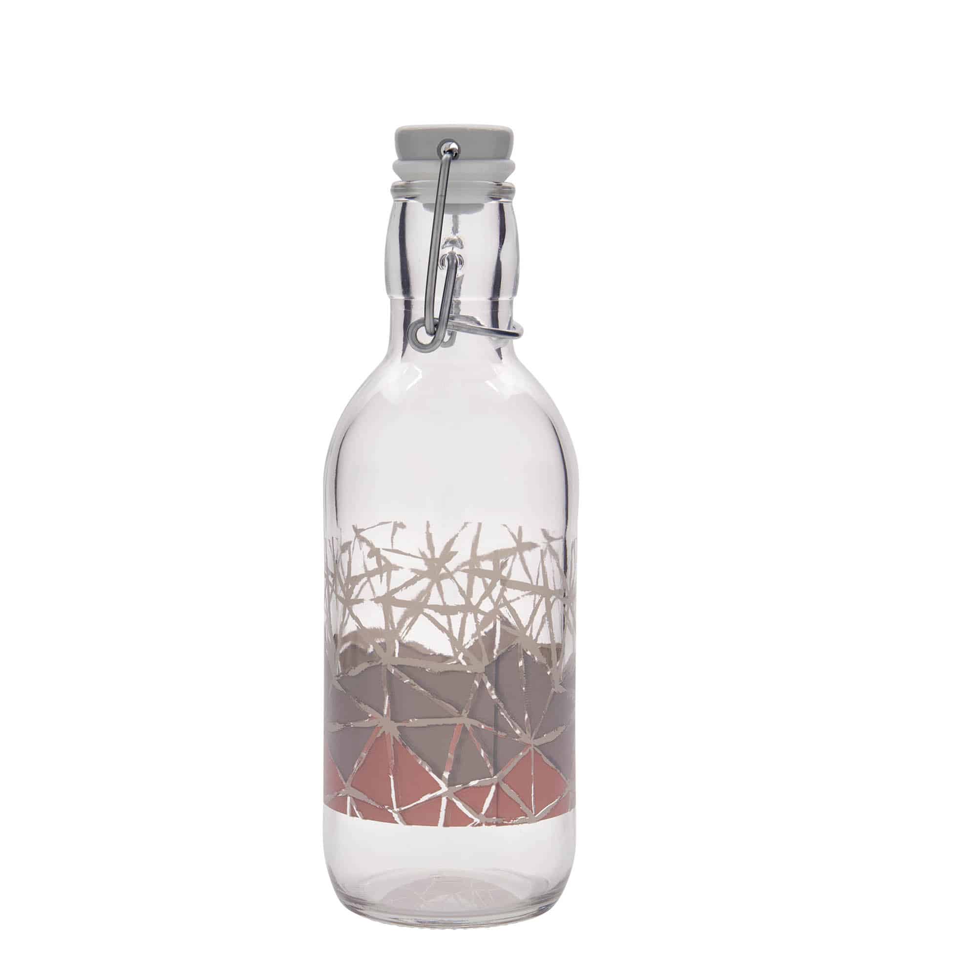 500 ml стъклена бутилка „Emilia“, мотив: Manolibera rosa, затваряне: тапа с клипс