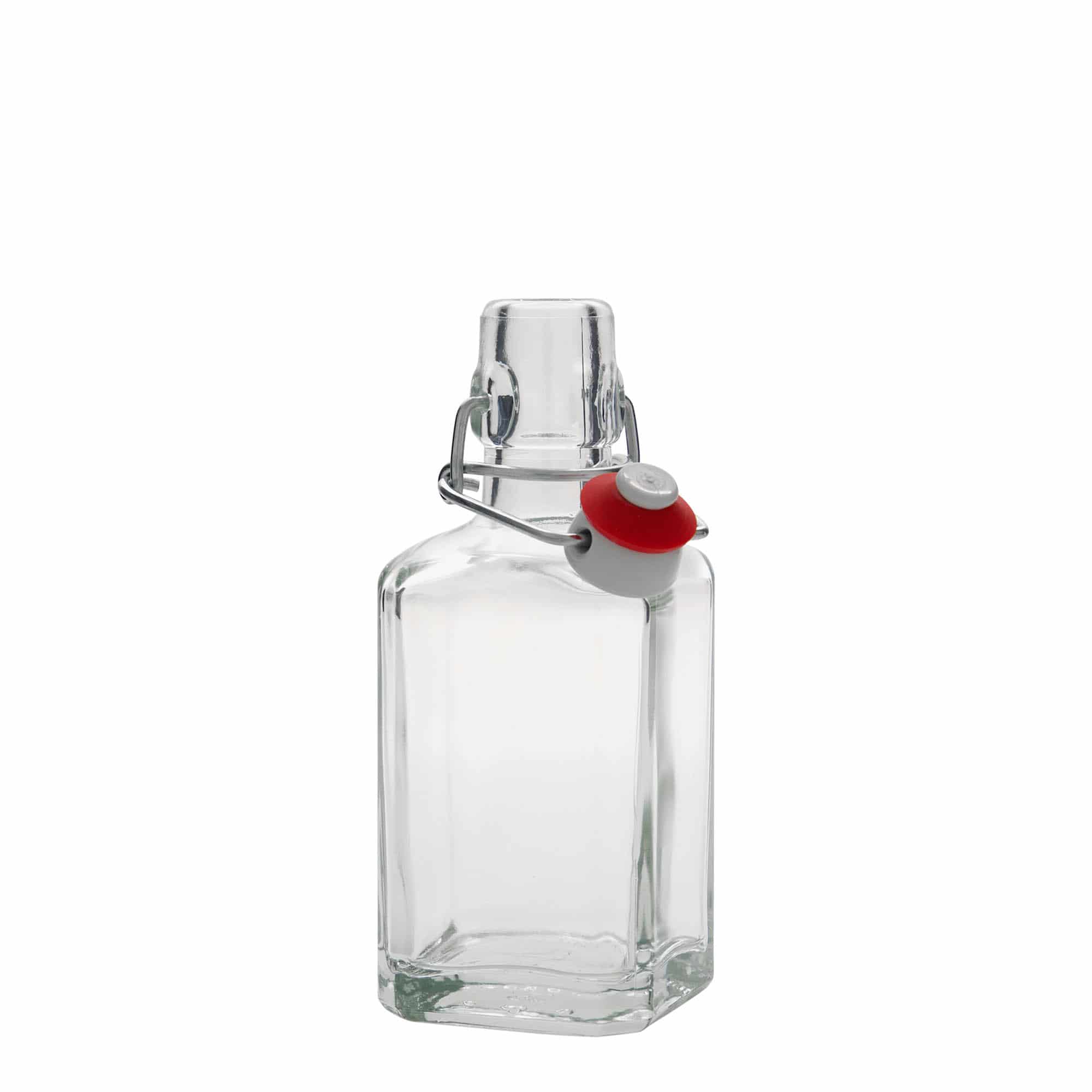 250 ml стъклена бутилка „Rialto“, квадратна, затваряне: тапа с клипс