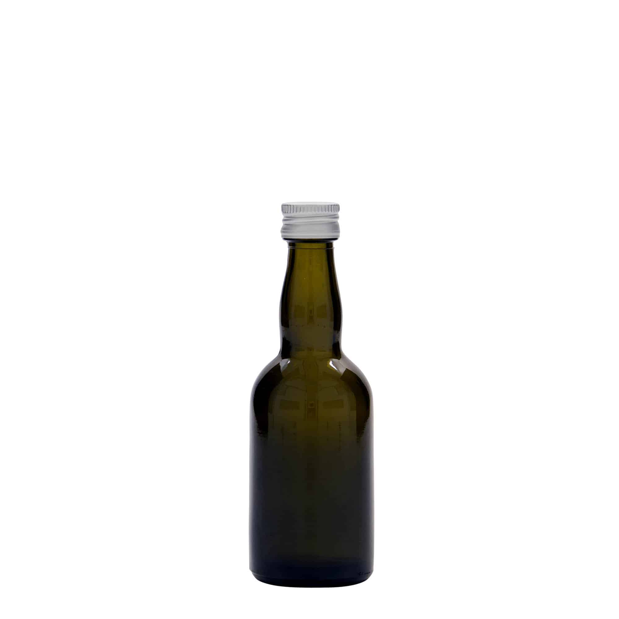 50 ml стъклена бутилка „Proba“, антично зелено, затваряне: капачка PP 18