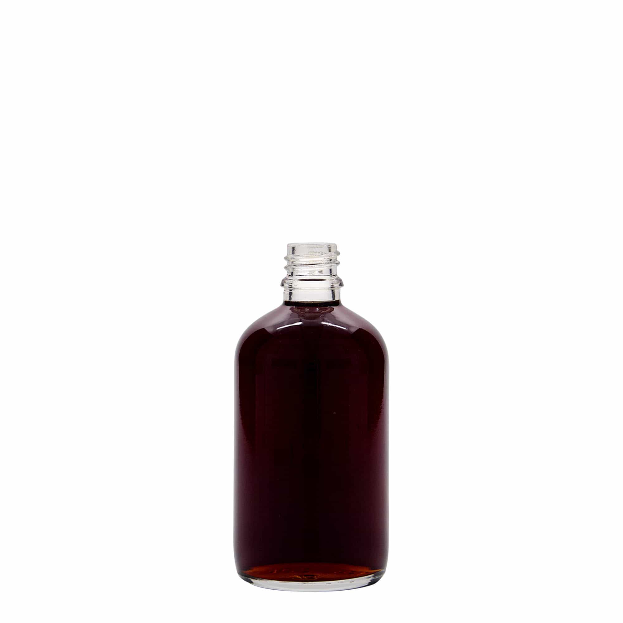100 ml бутилка за лекарства, стъклена, затваряне: винтова капачка с резба DIN 18