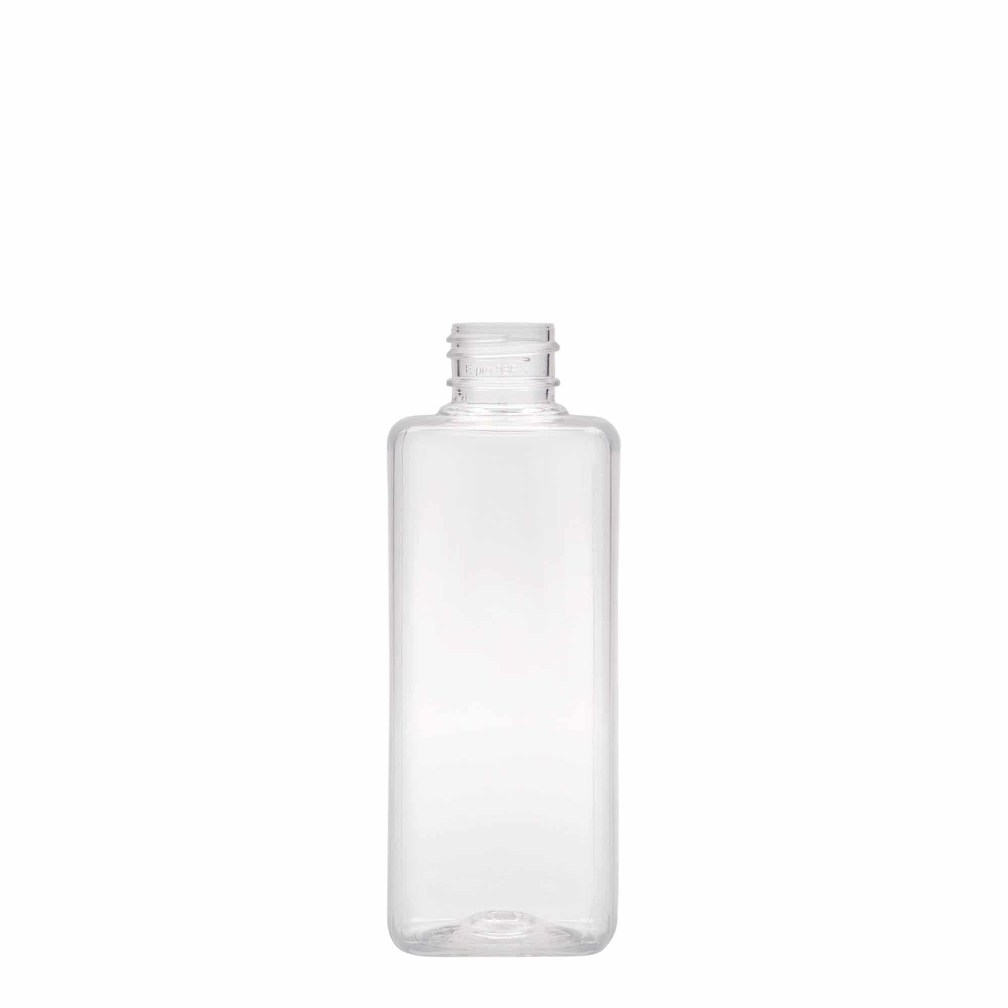 200 ml PET бутилка „Karl“, квадратна, пластмасова, затваряне: винтова капачка GPI 24/410